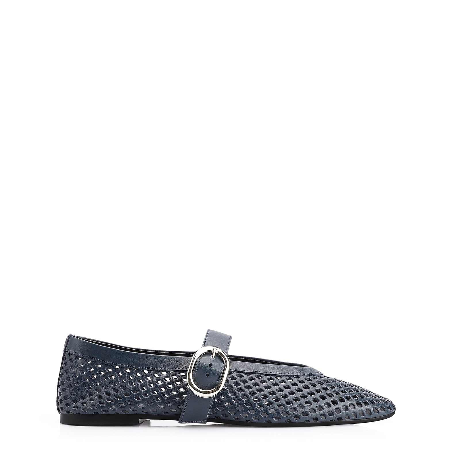 Sapatilha Fivela Couro Azul