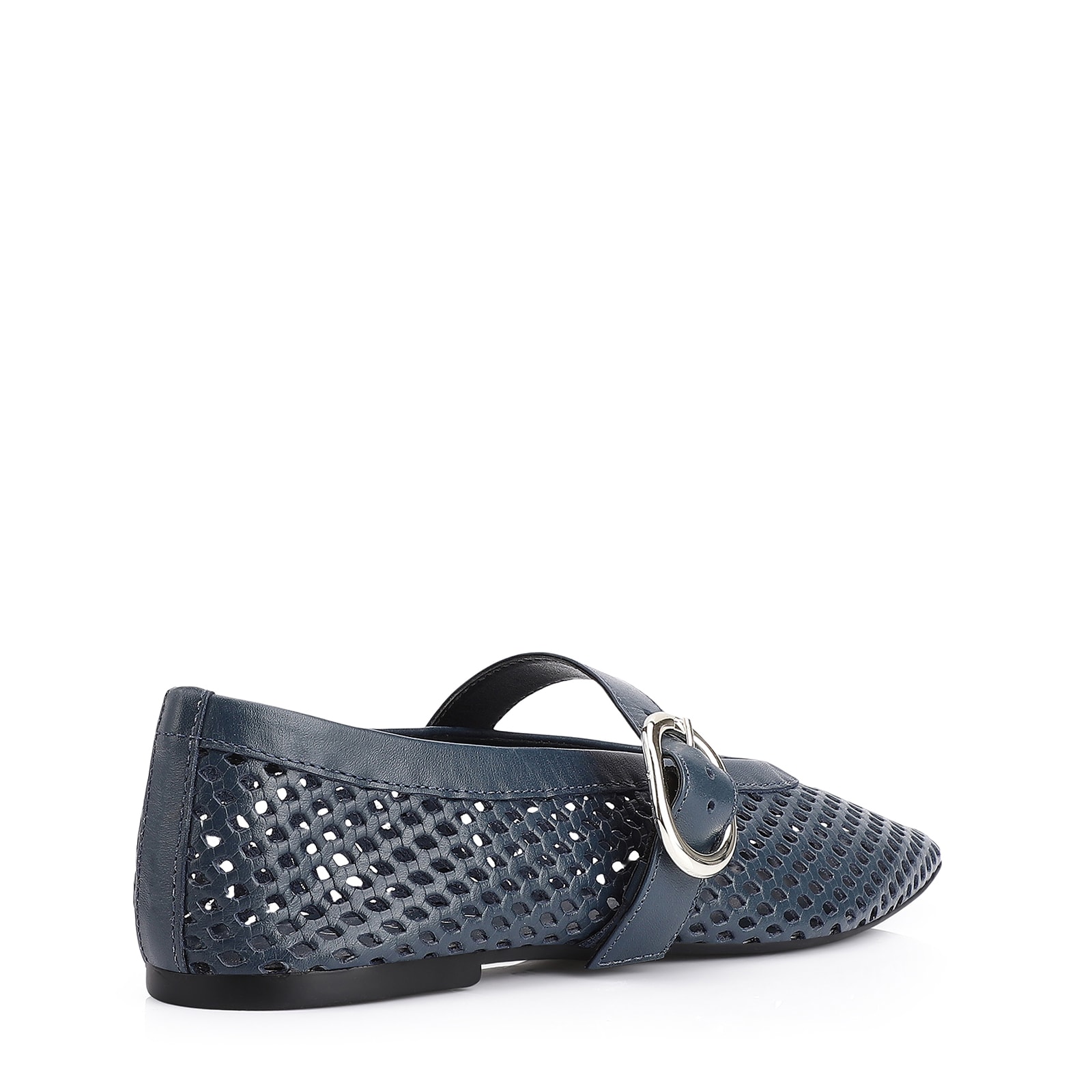 Sapatilha Fivela Couro Azul