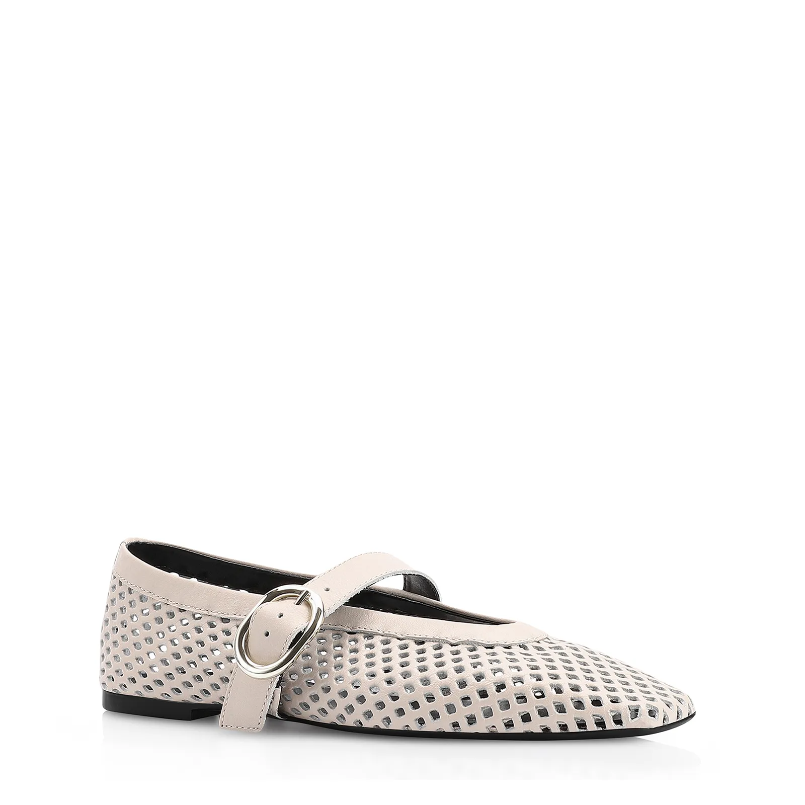 Sapatilha Fivela Couro Off White