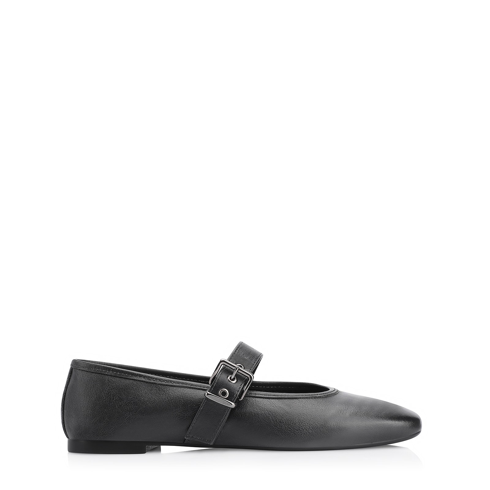 Sapatilha Fivela Couro Preto