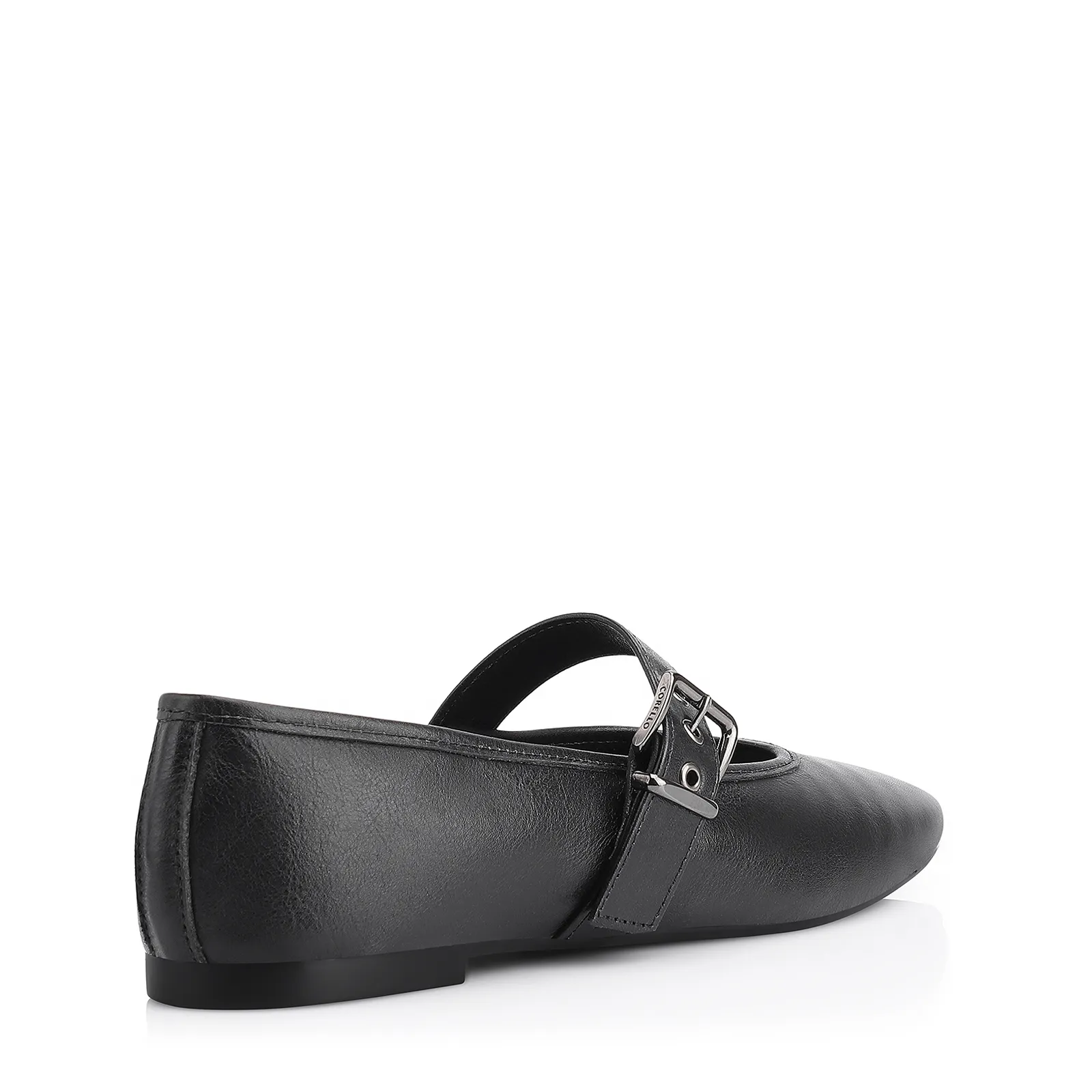 Sapatilha Fivela Couro Preto