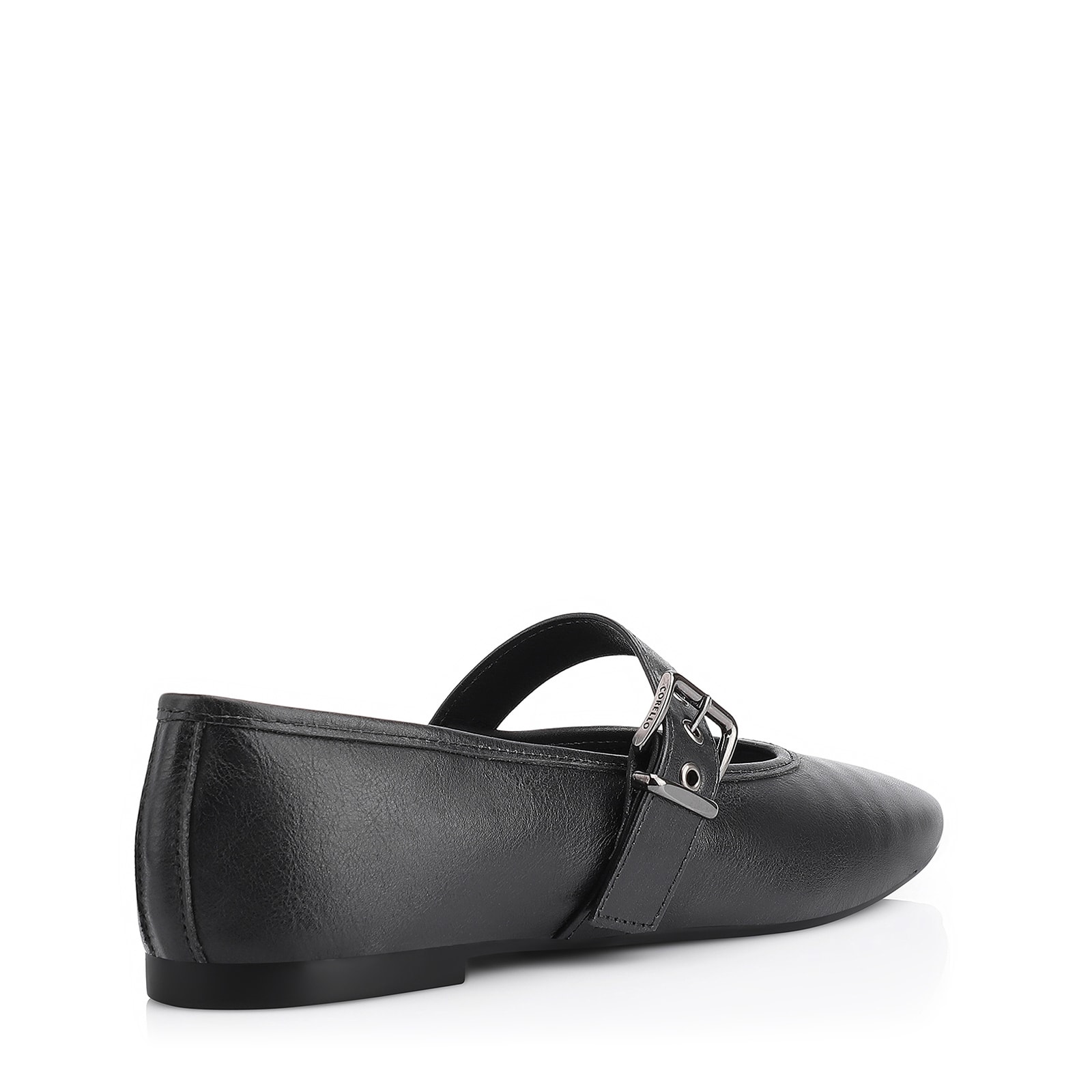 Sapatilha Fivela Couro Preto