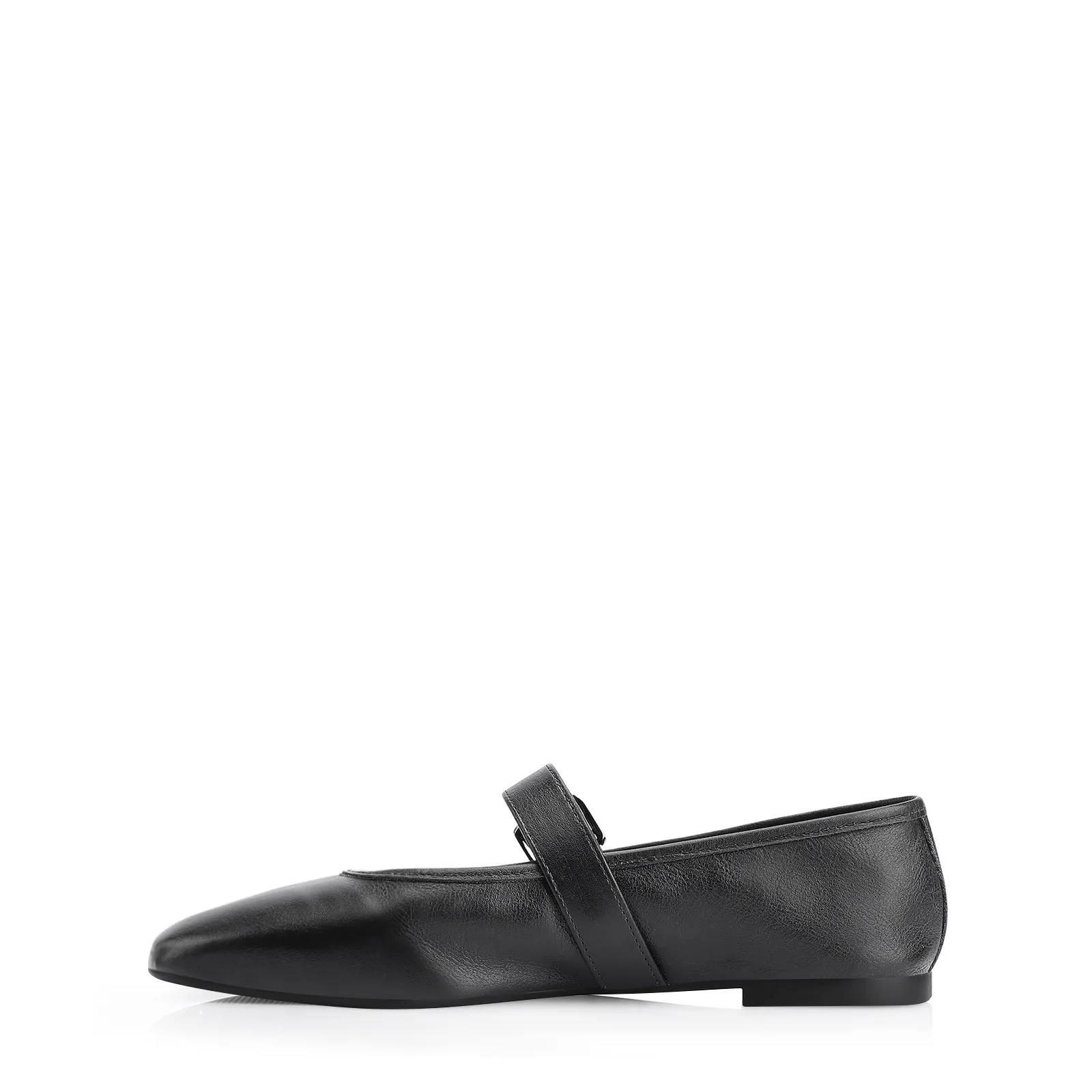 Sapatilha Fivela Couro Preto