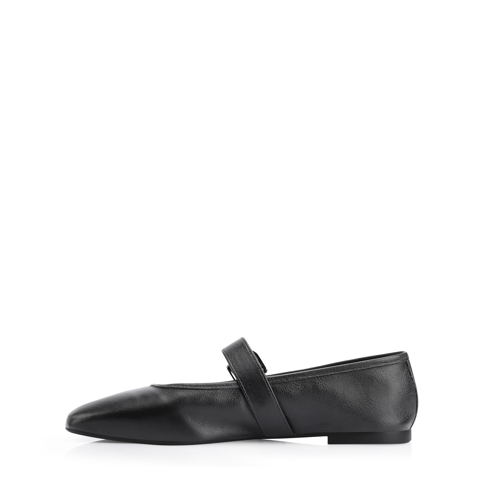 Sapatilha Fivela Couro Preto