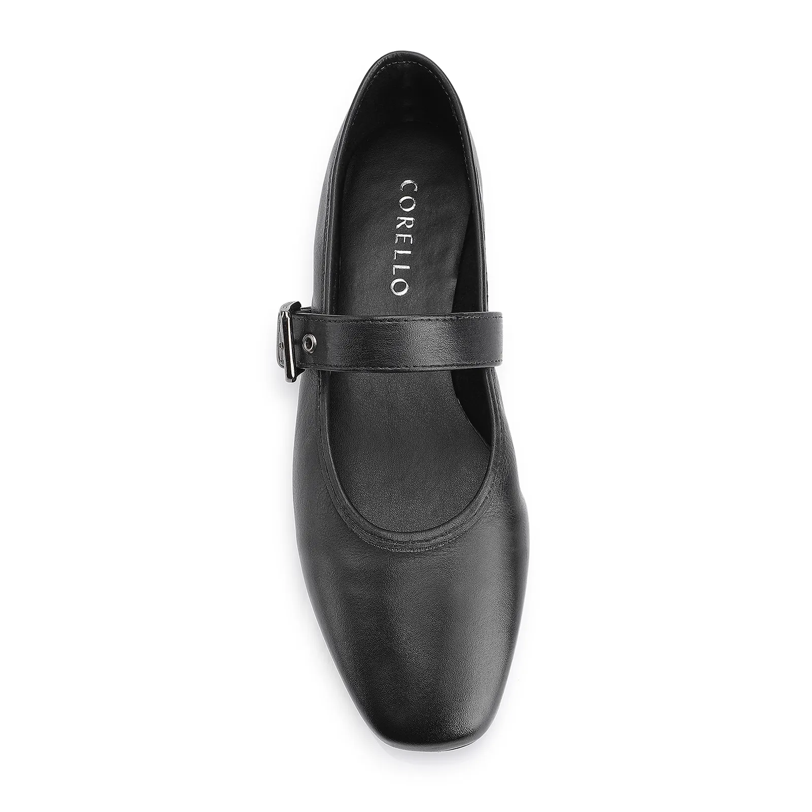 Sapatilha Fivela Couro Preto