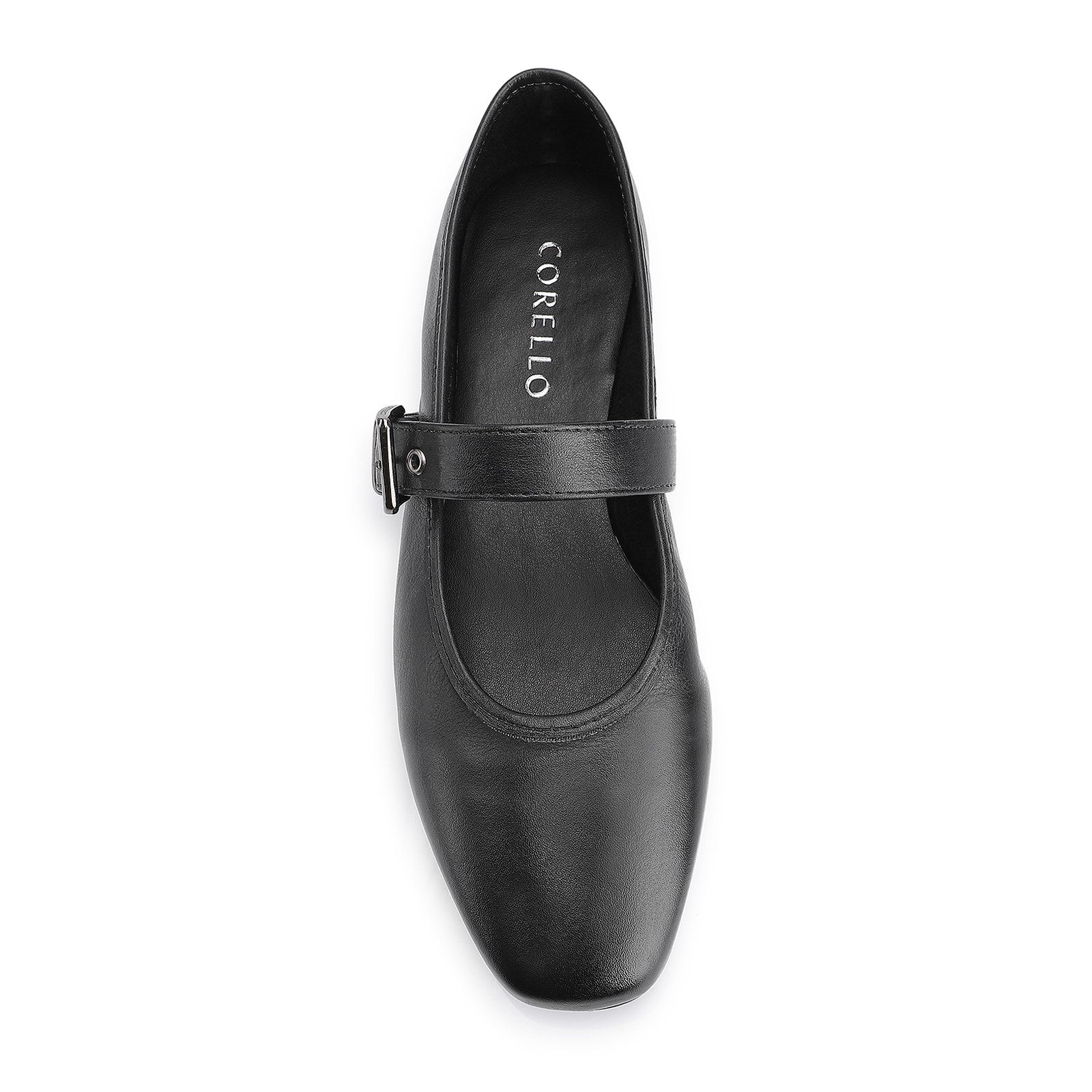 Sapatilha Fivela Couro Preto