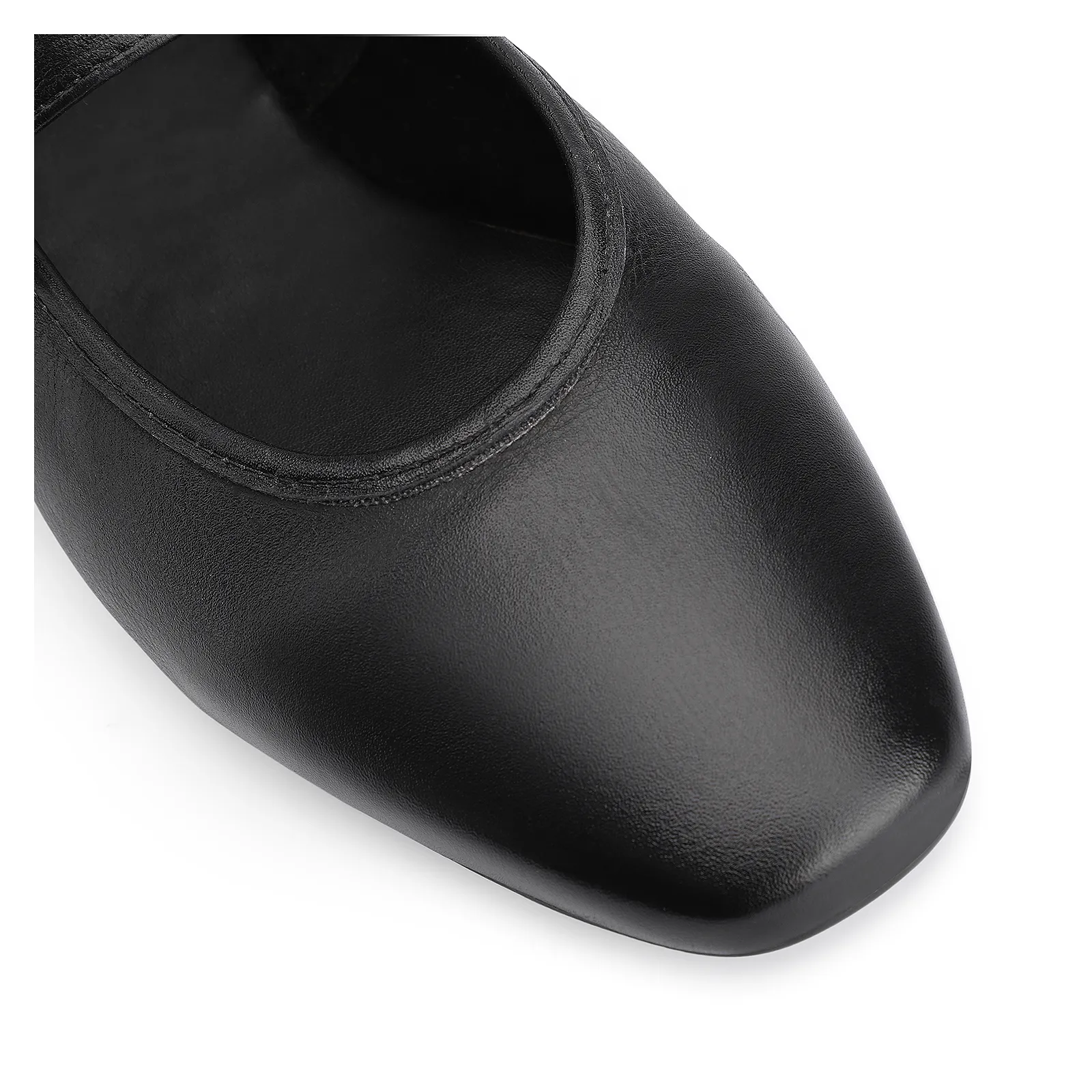 Sapatilha Fivela Couro Preto
