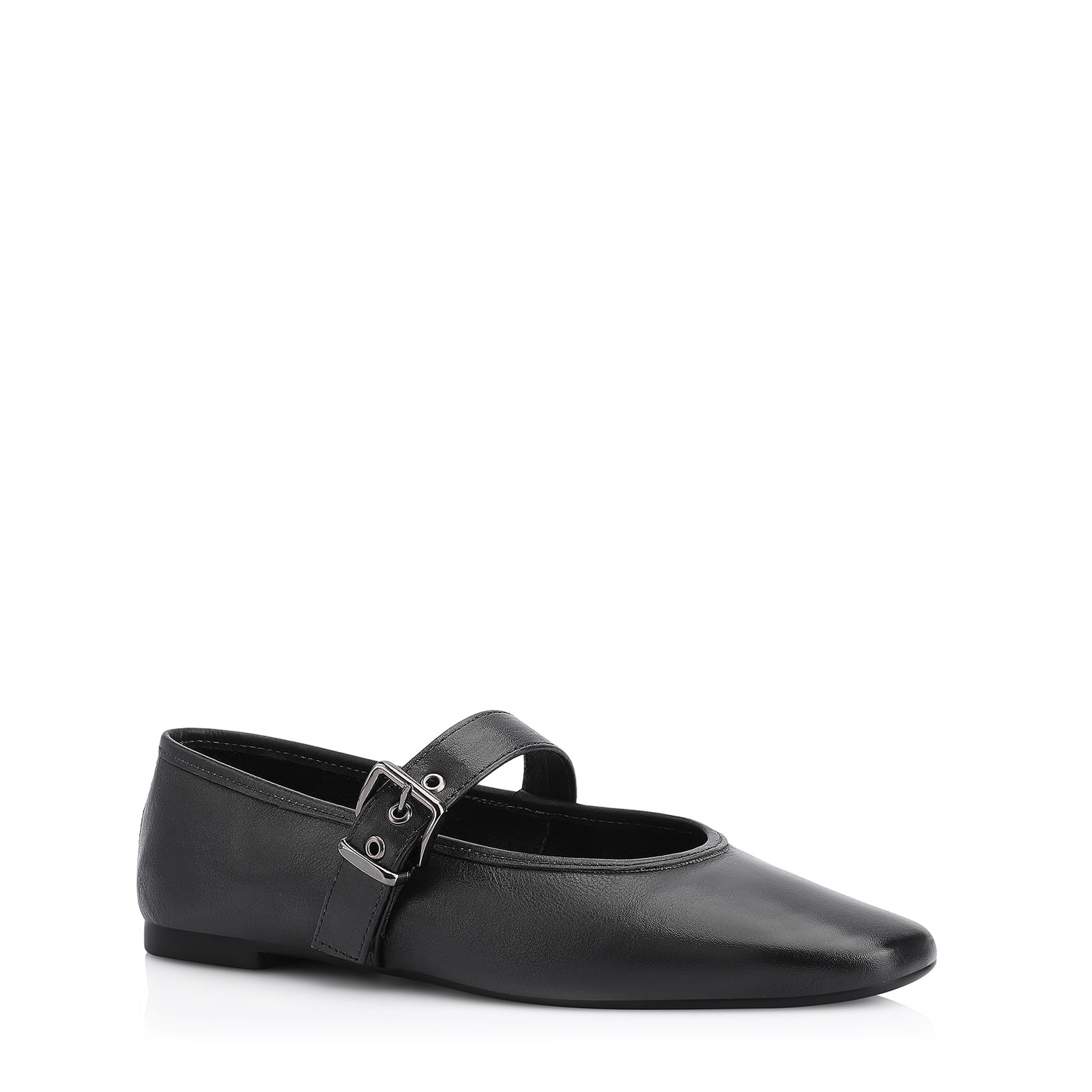 Sapatilha Fivela Couro Preto