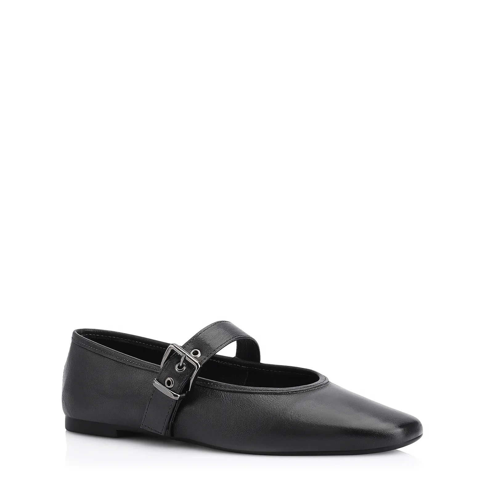 Sapatilha Fivela Couro Preto