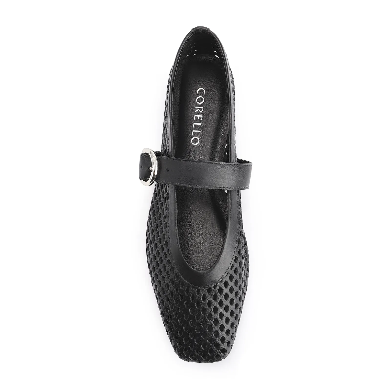 Sapatilha Fivela Couro Preto