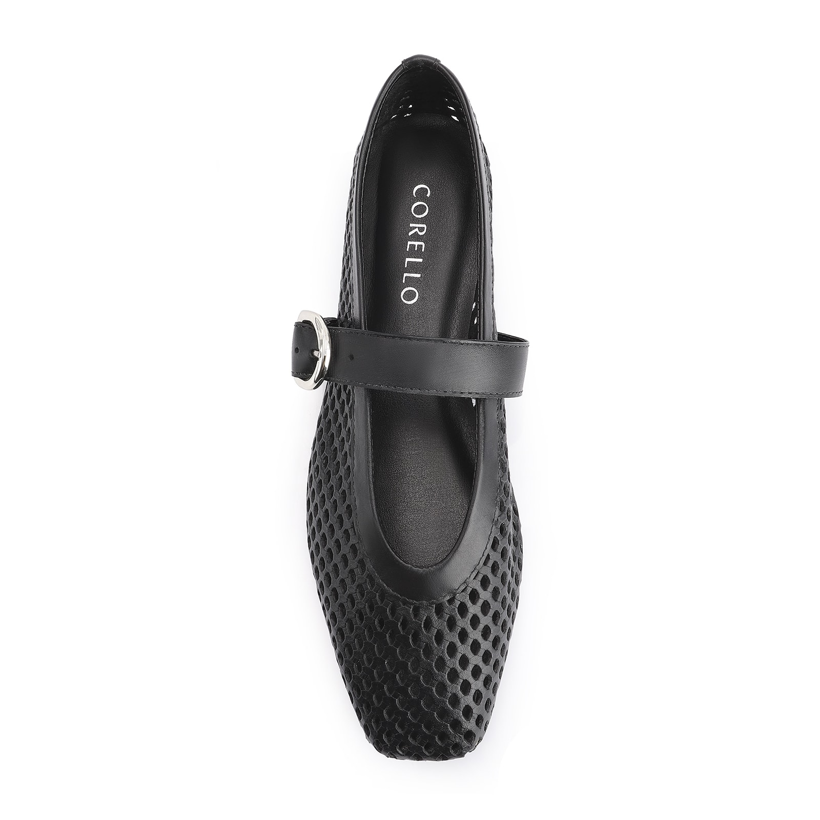 Sapatilha Fivela Couro Preto