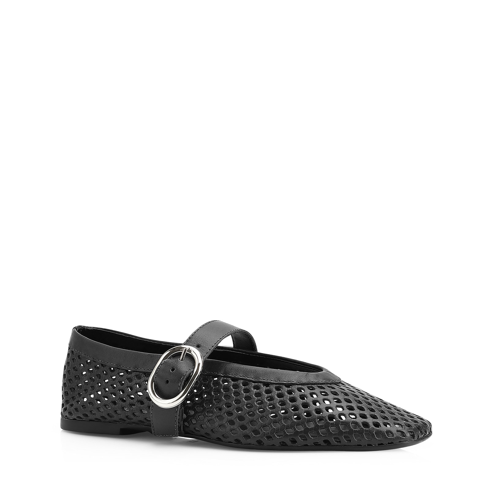 Sapatilha Fivela Couro Preto