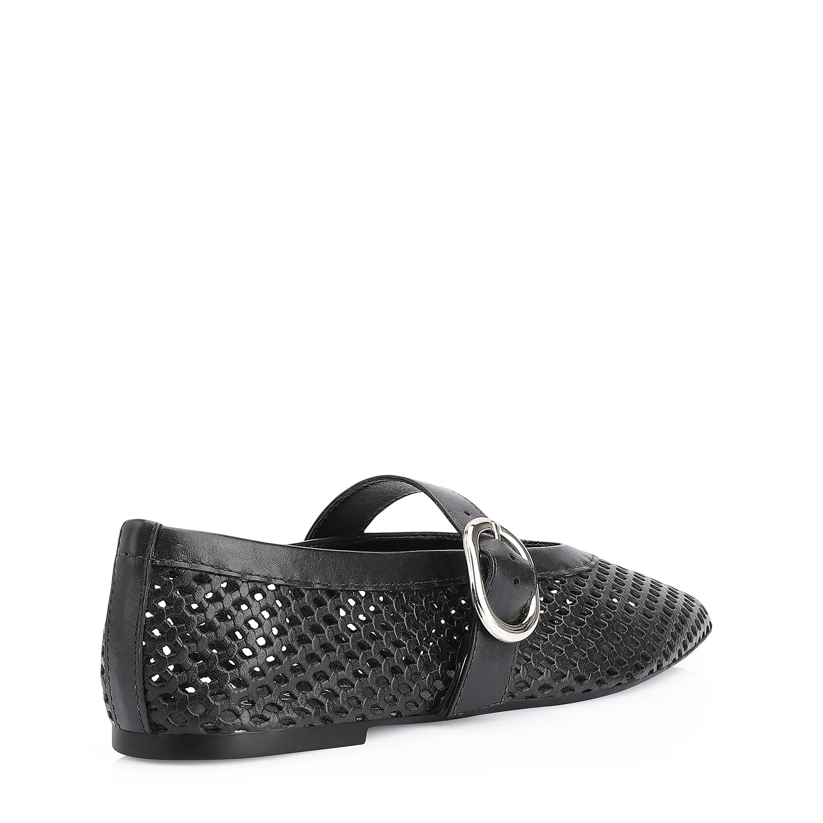 Sapatilha Fivela Couro Preto