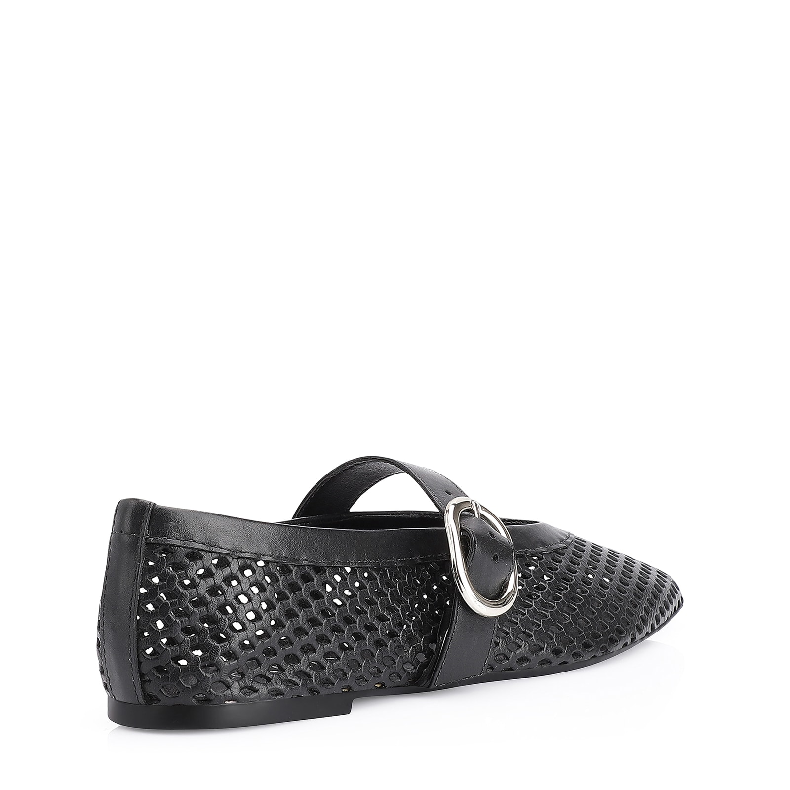 Sapatilha Fivela Couro Preto
