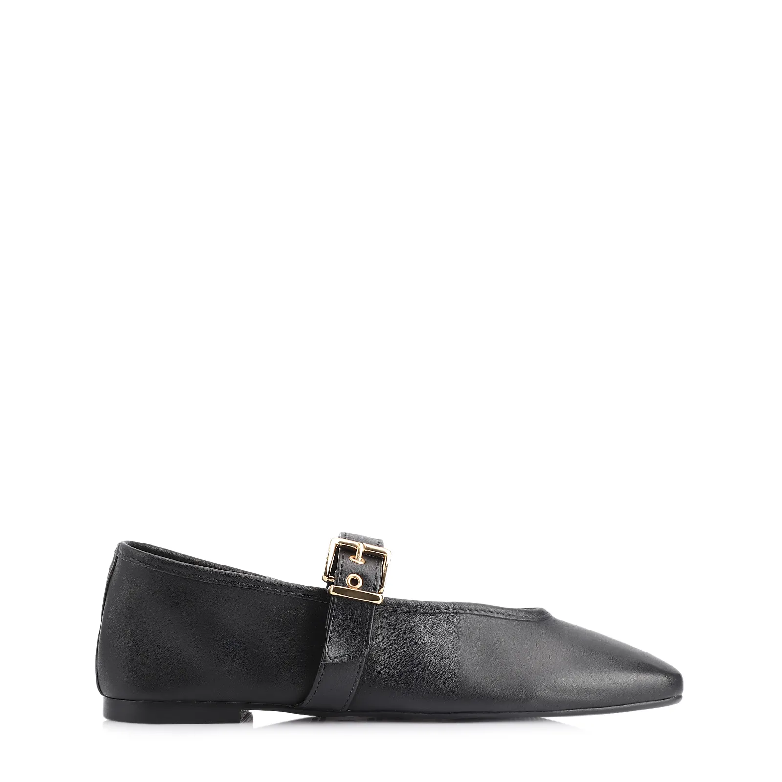 Sapatilha Fivela Couro Preto