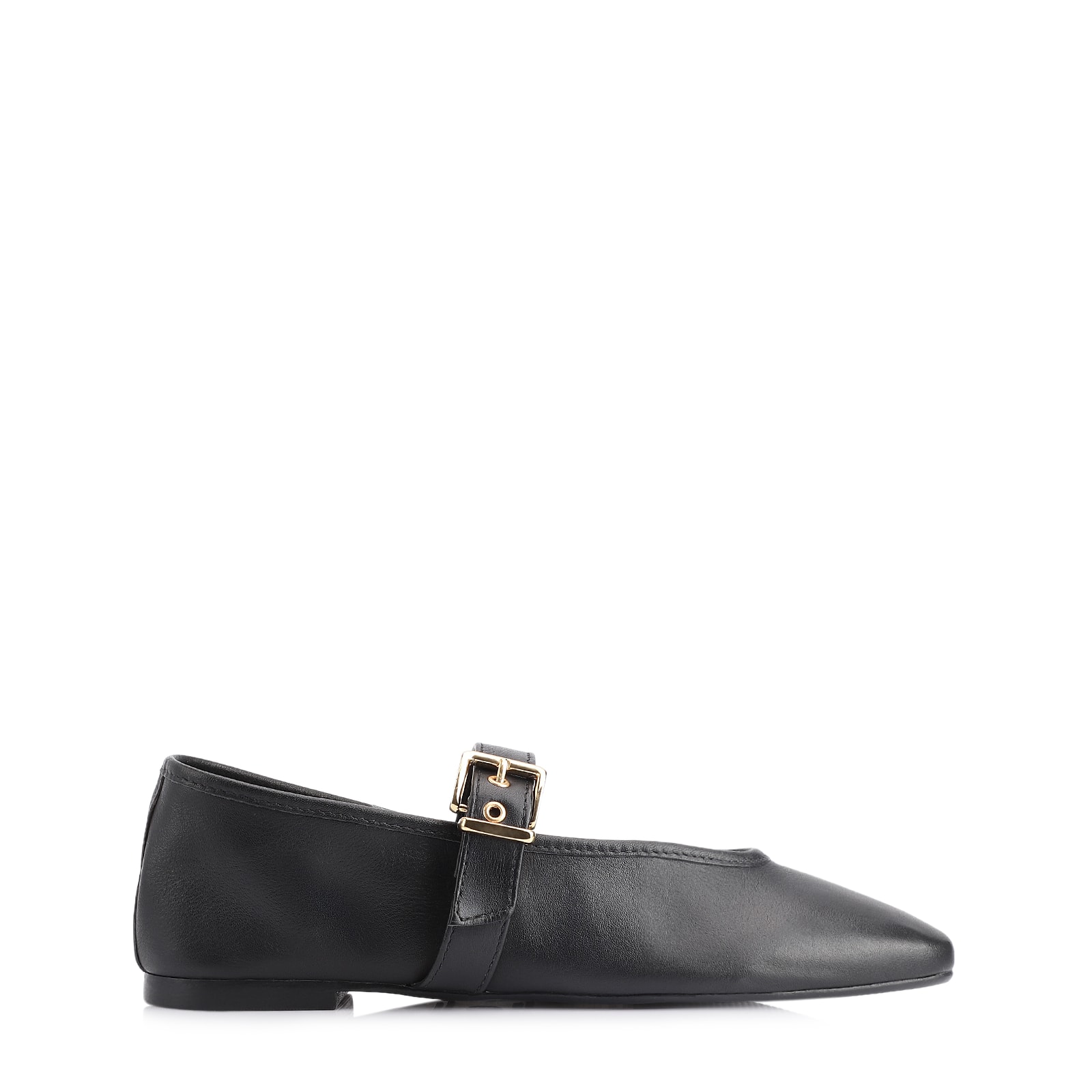 Sapatilha Fivela Couro Preto