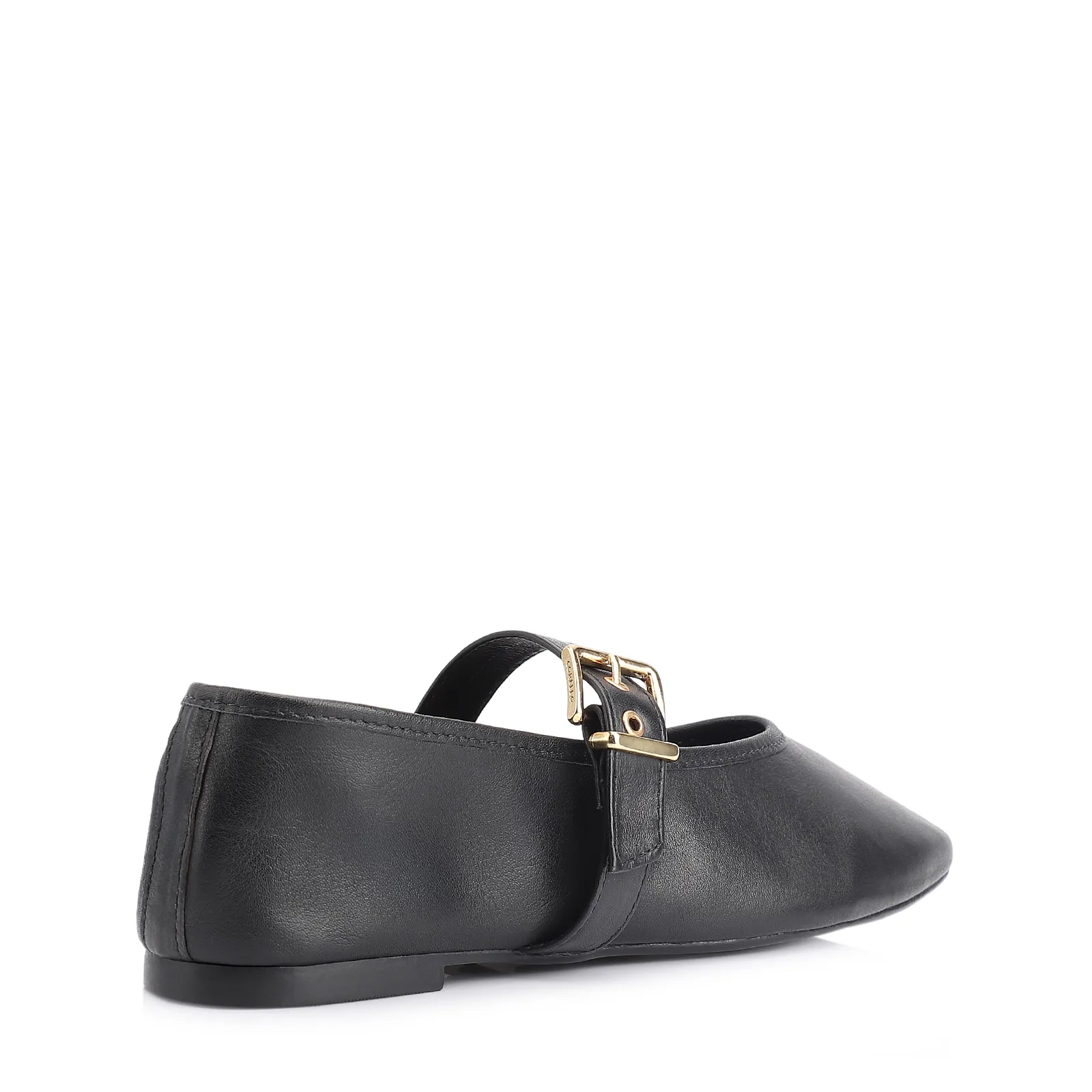 Sapatilha Fivela Couro Preto