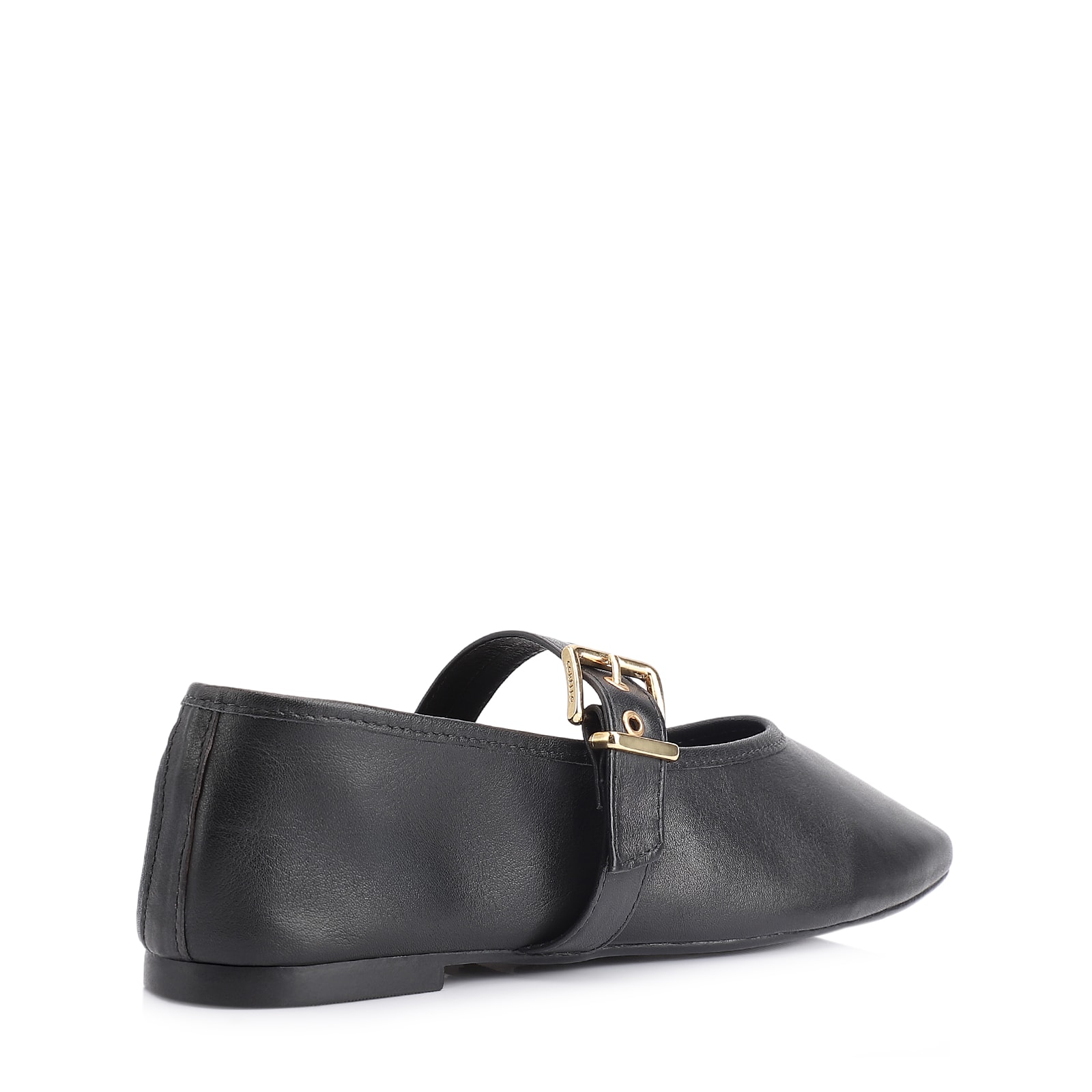 Sapatilha Fivela Couro Preto