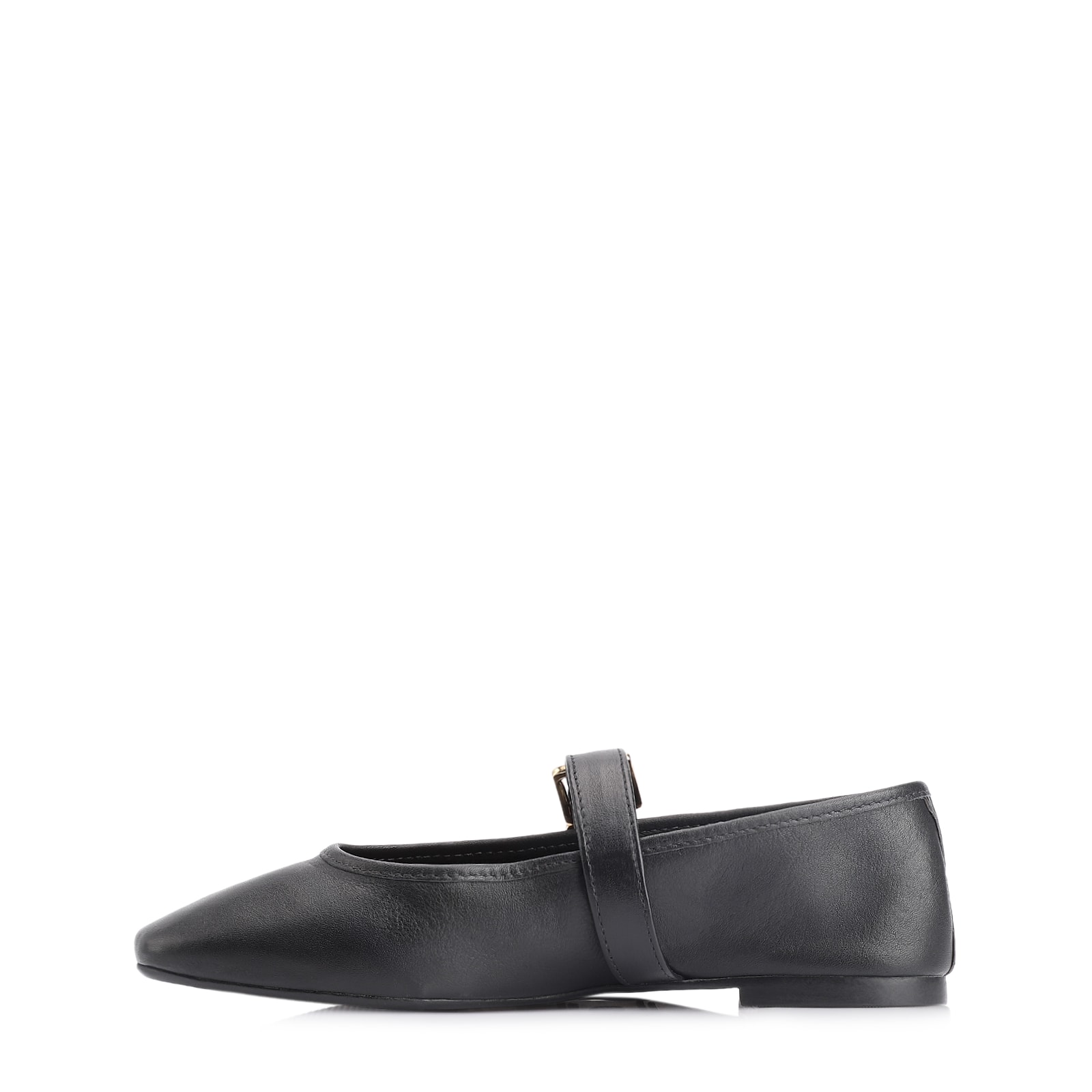 Sapatilha Fivela Couro Preto