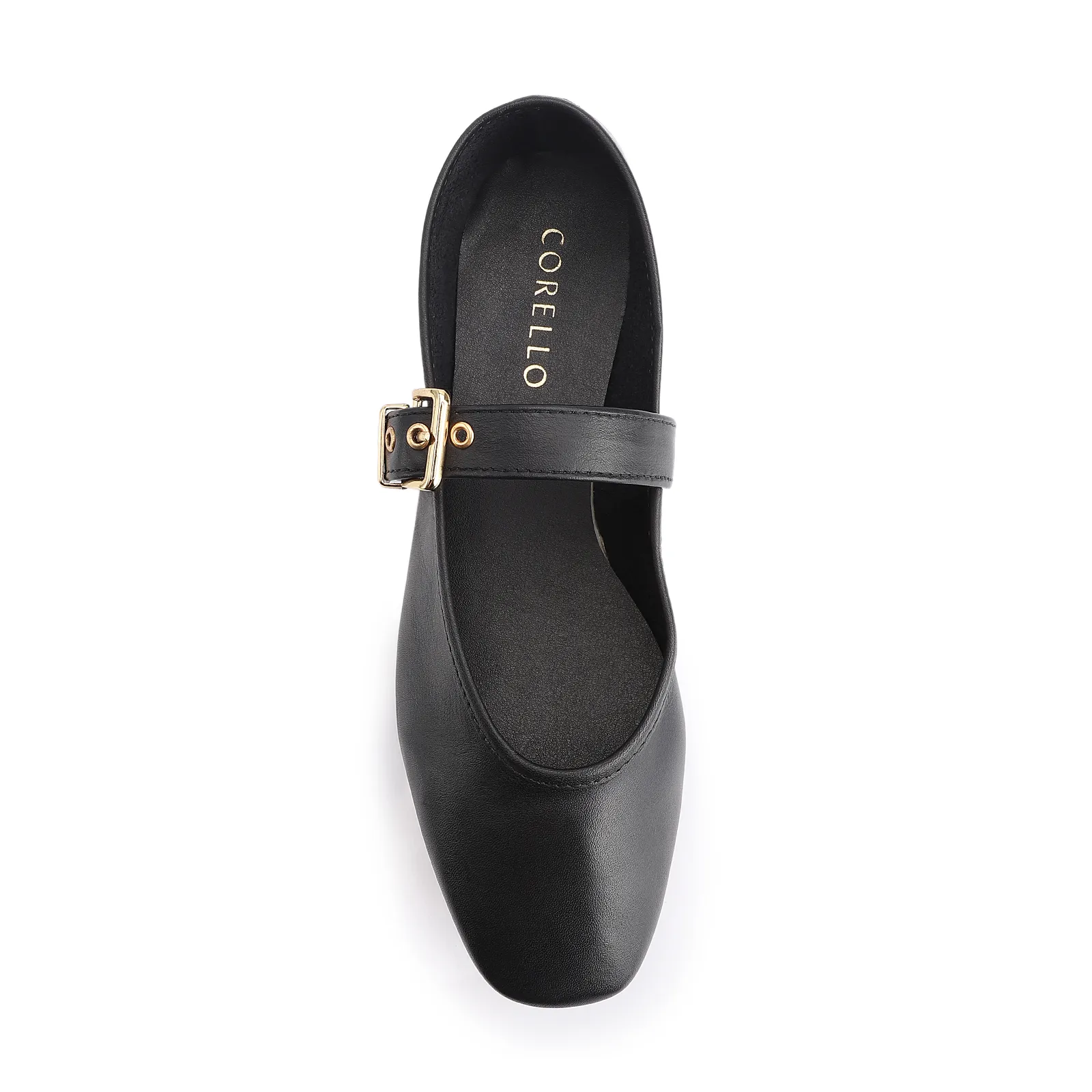 Sapatilha Fivela Couro Preto