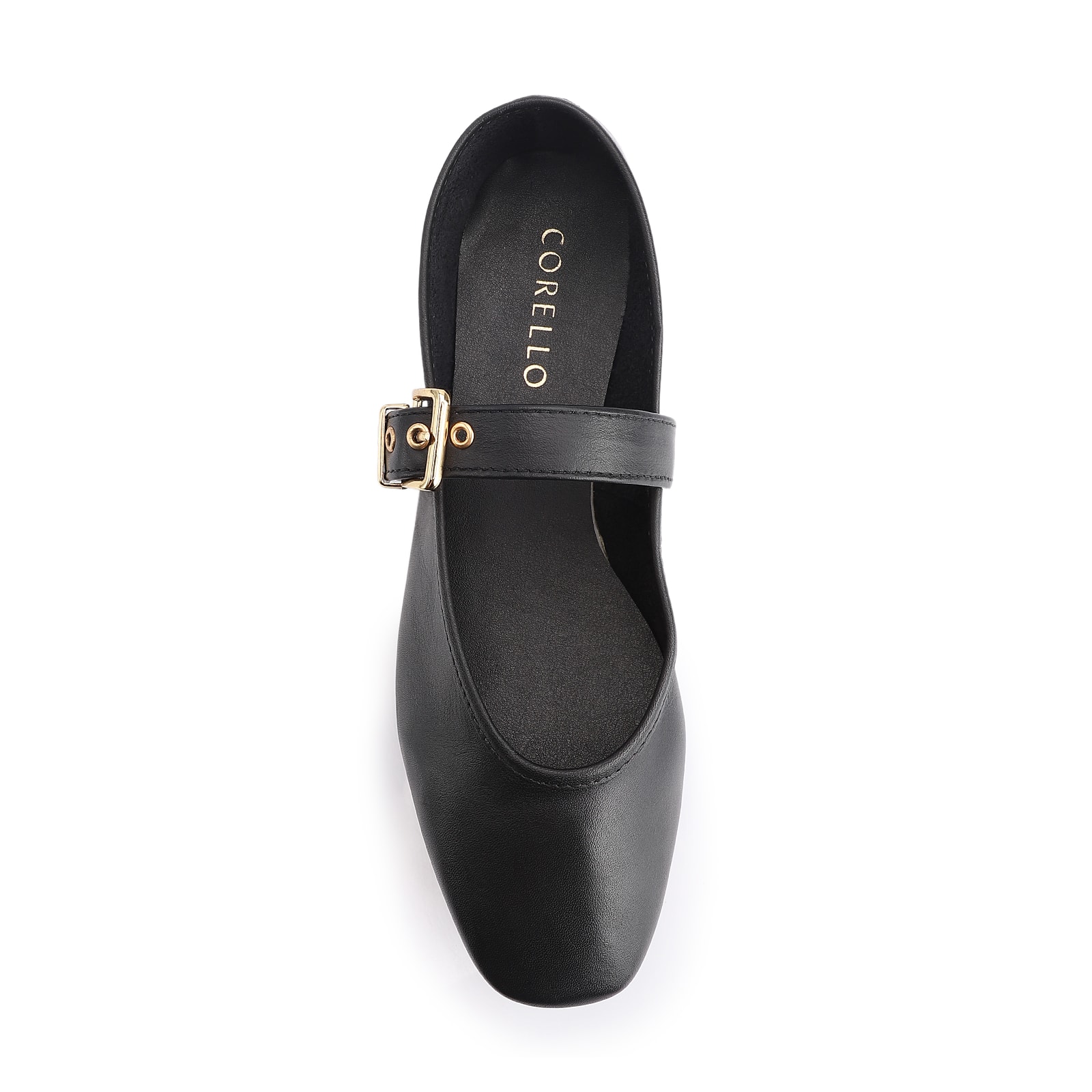 Sapatilha Fivela Couro Preto