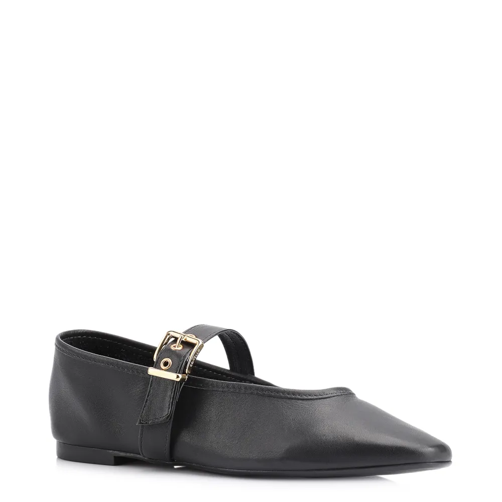 Sapatilha Fivela Couro Preto