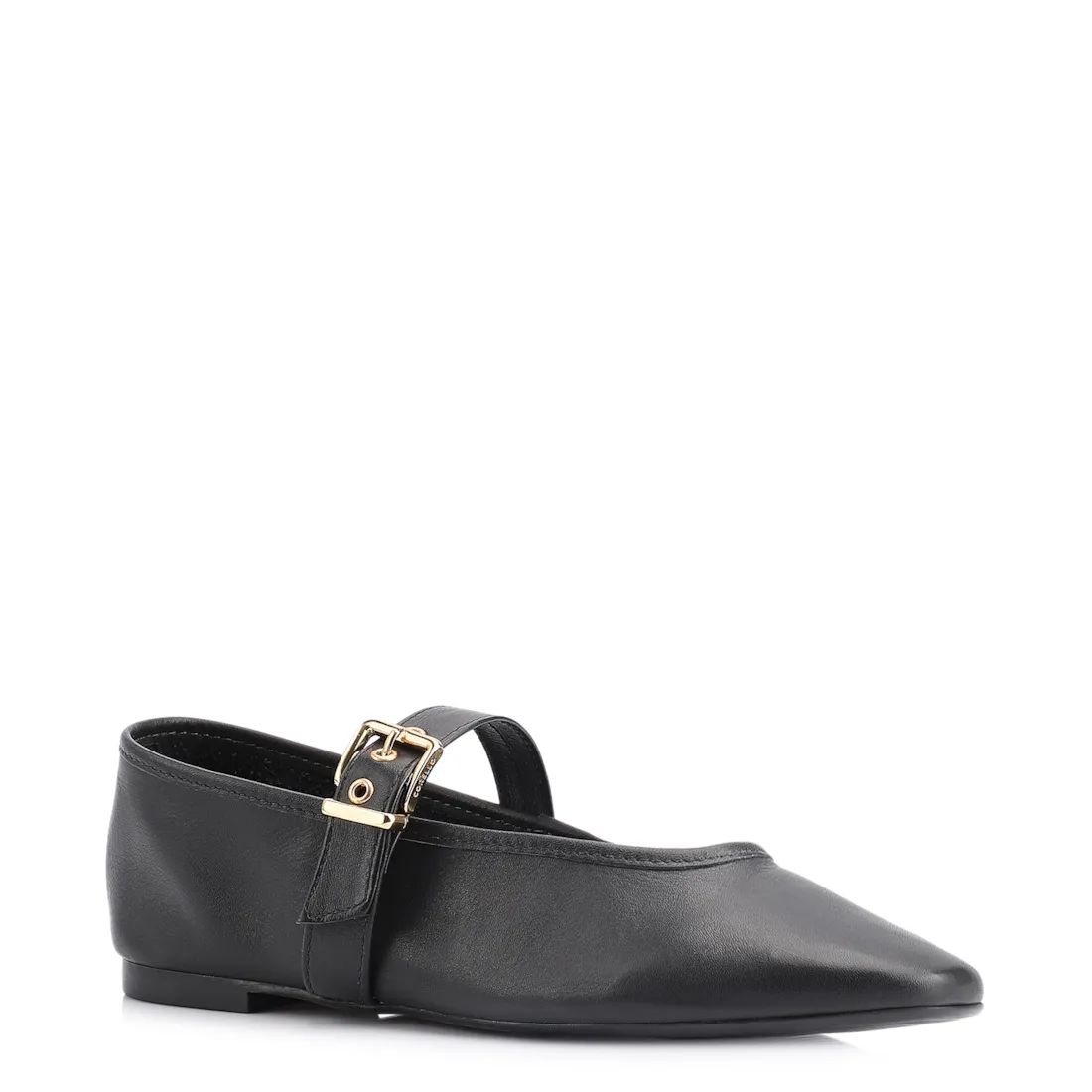 Sapatilha Fivela Couro Preto
