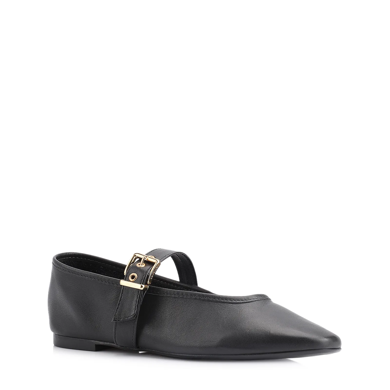 Sapatilha Fivela Couro Preto