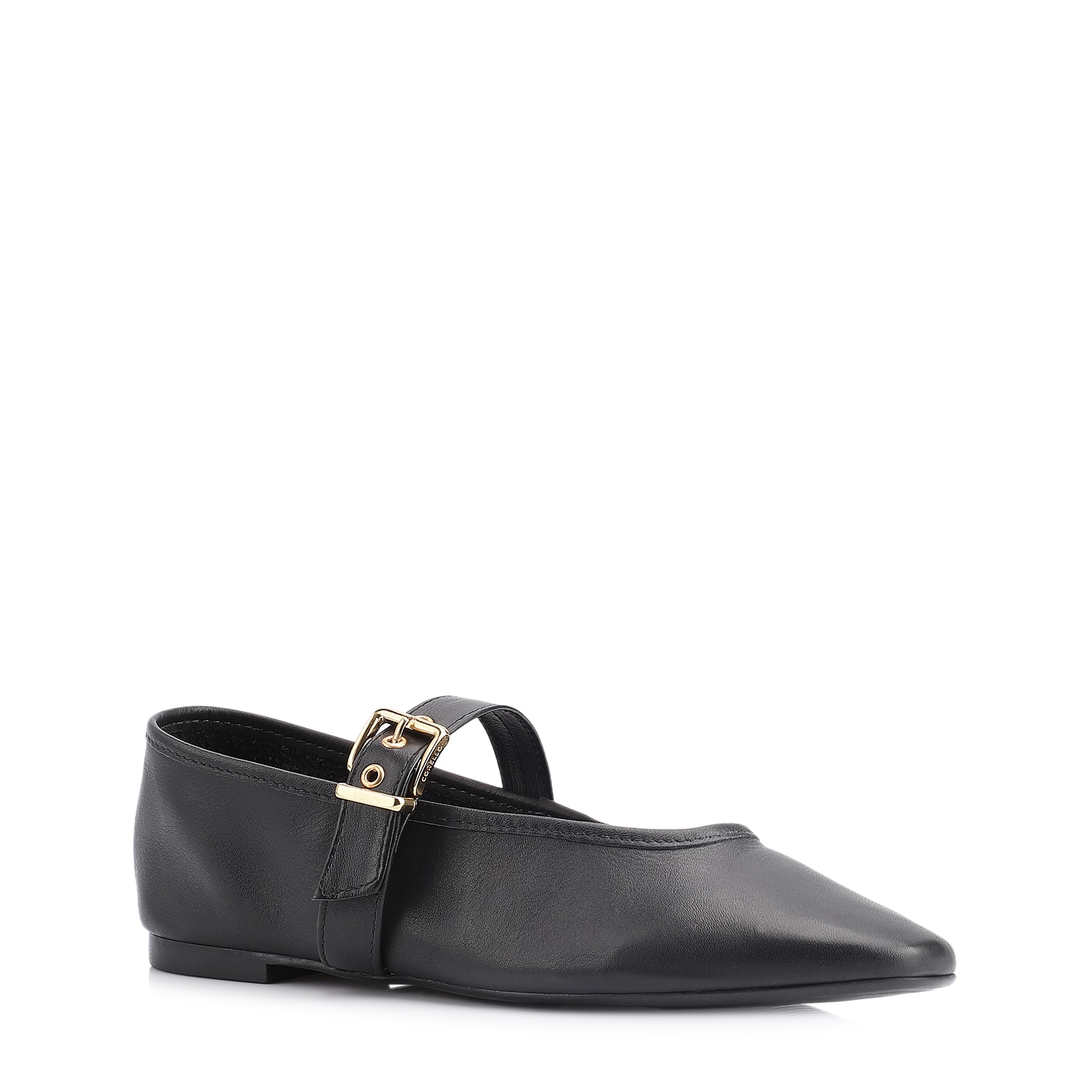 Sapatilha Fivela Couro Preto