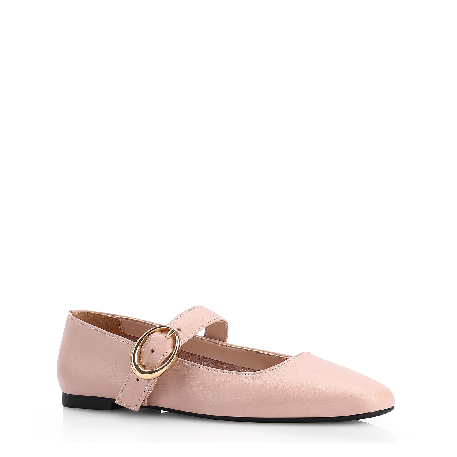 Sapatilha Fivela Couro Rosa