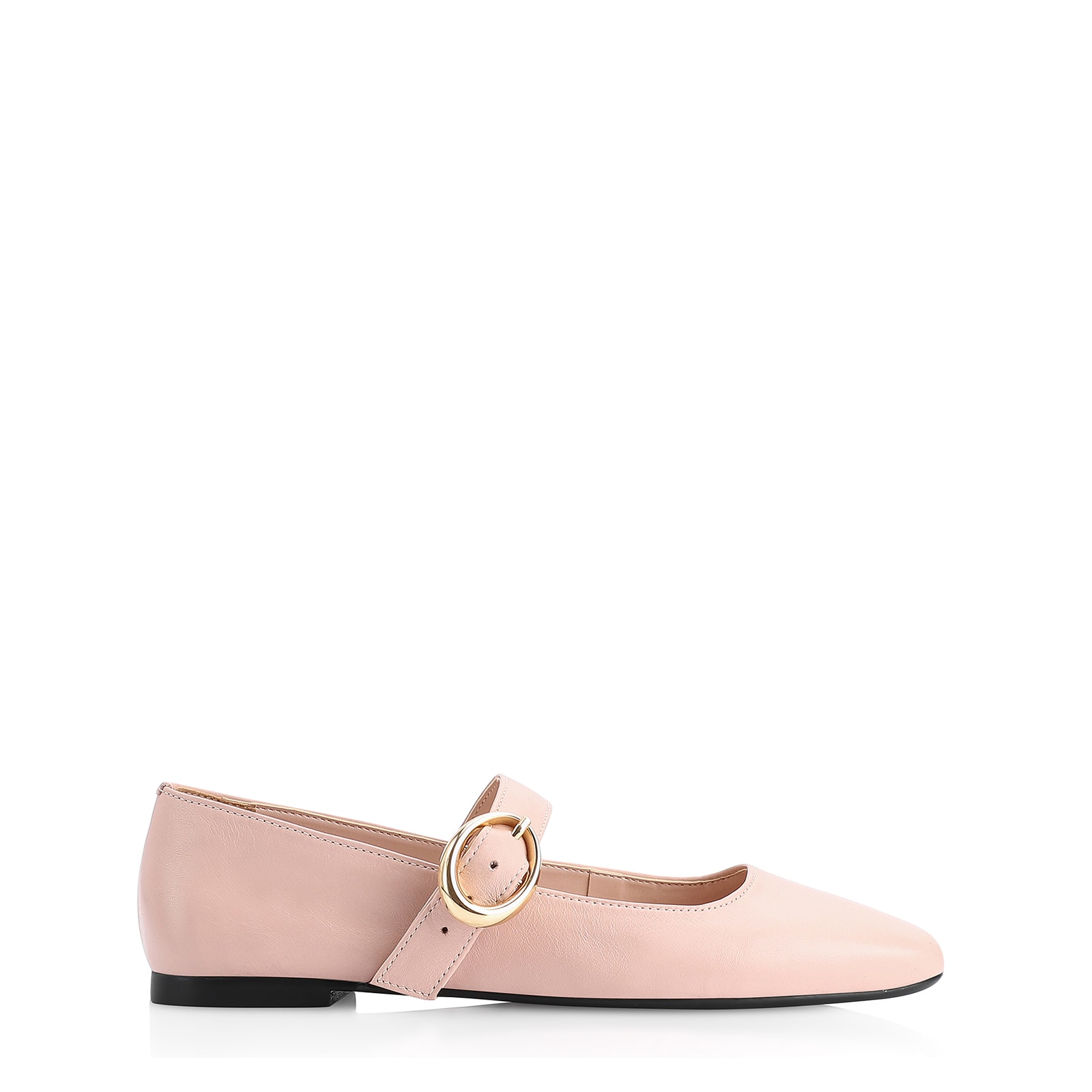 Sapatilha Fivela Couro Rosa