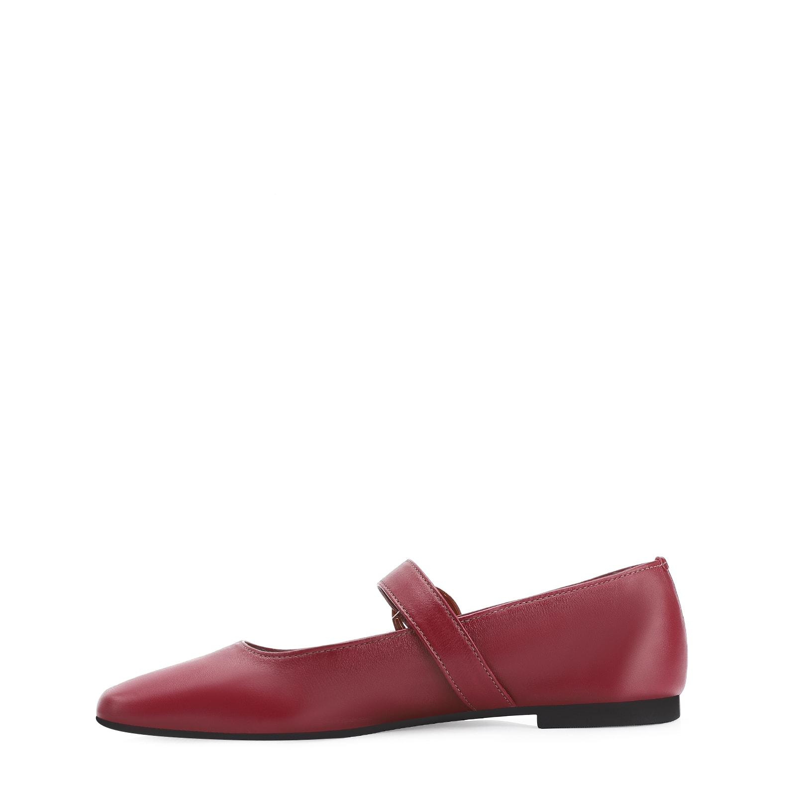 Sapatilha Fivela Couro Vermelho Cereja