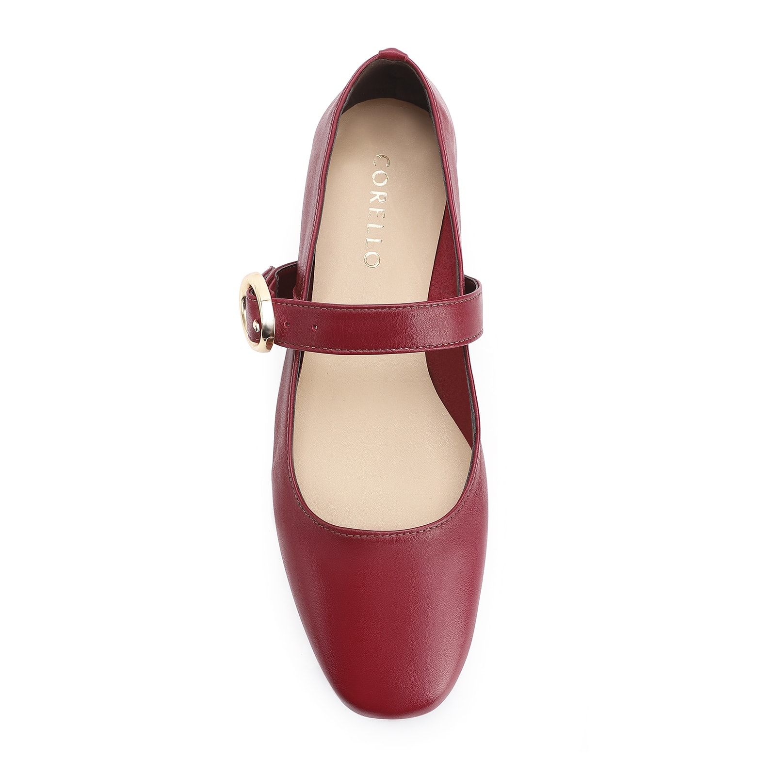 Sapatilha Fivela Couro Vermelho Cereja