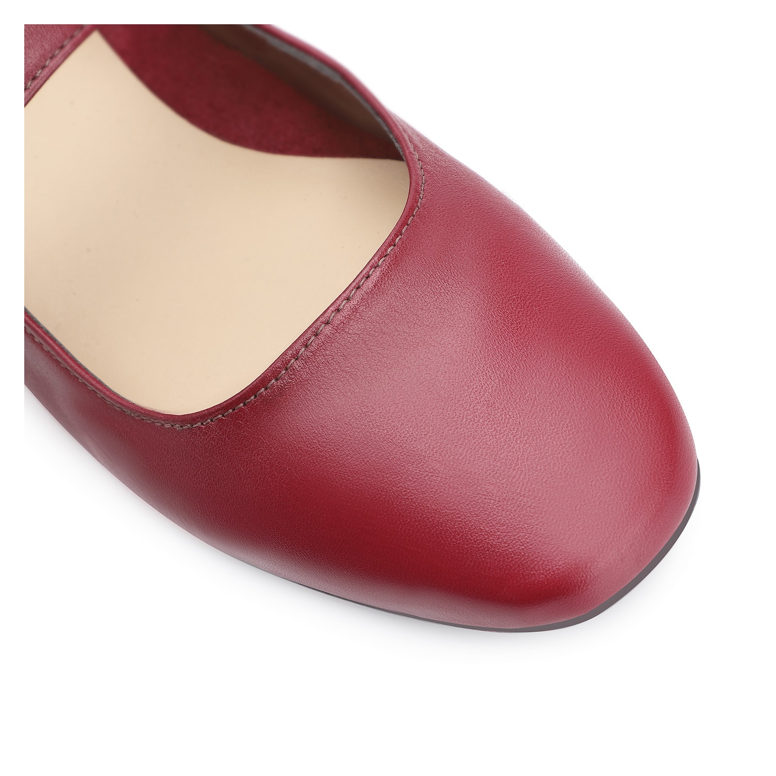 Sapatilha Fivela Couro Vermelho Cereja