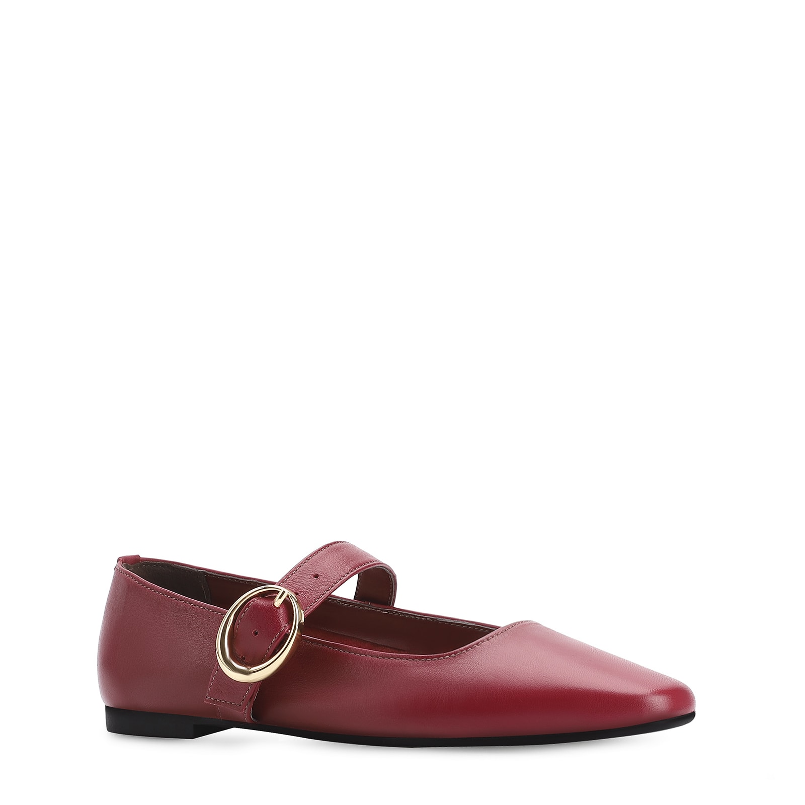 Sapatilha Fivela Couro Vermelho Cereja