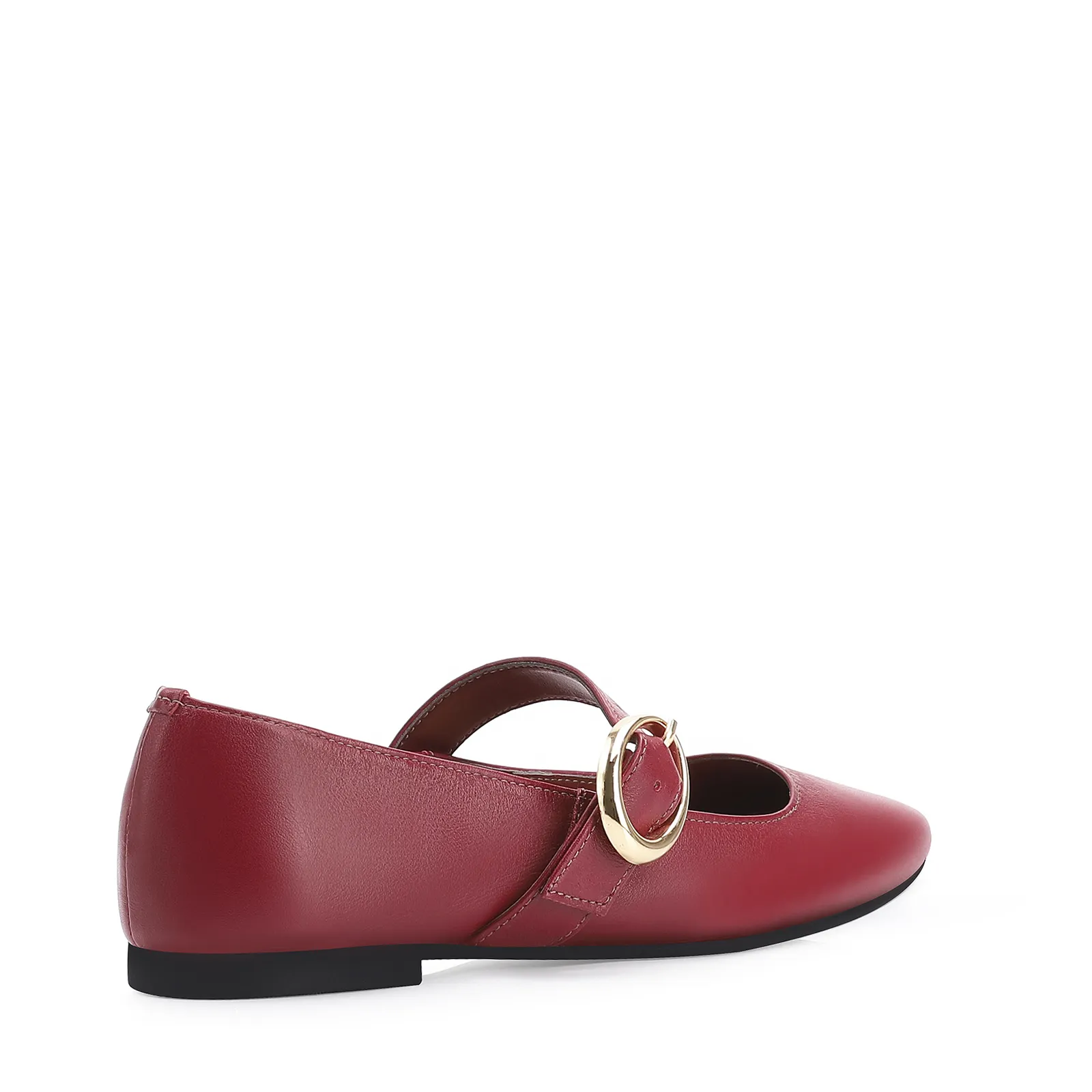 Sapatilha Fivela Couro Vermelho Cereja
