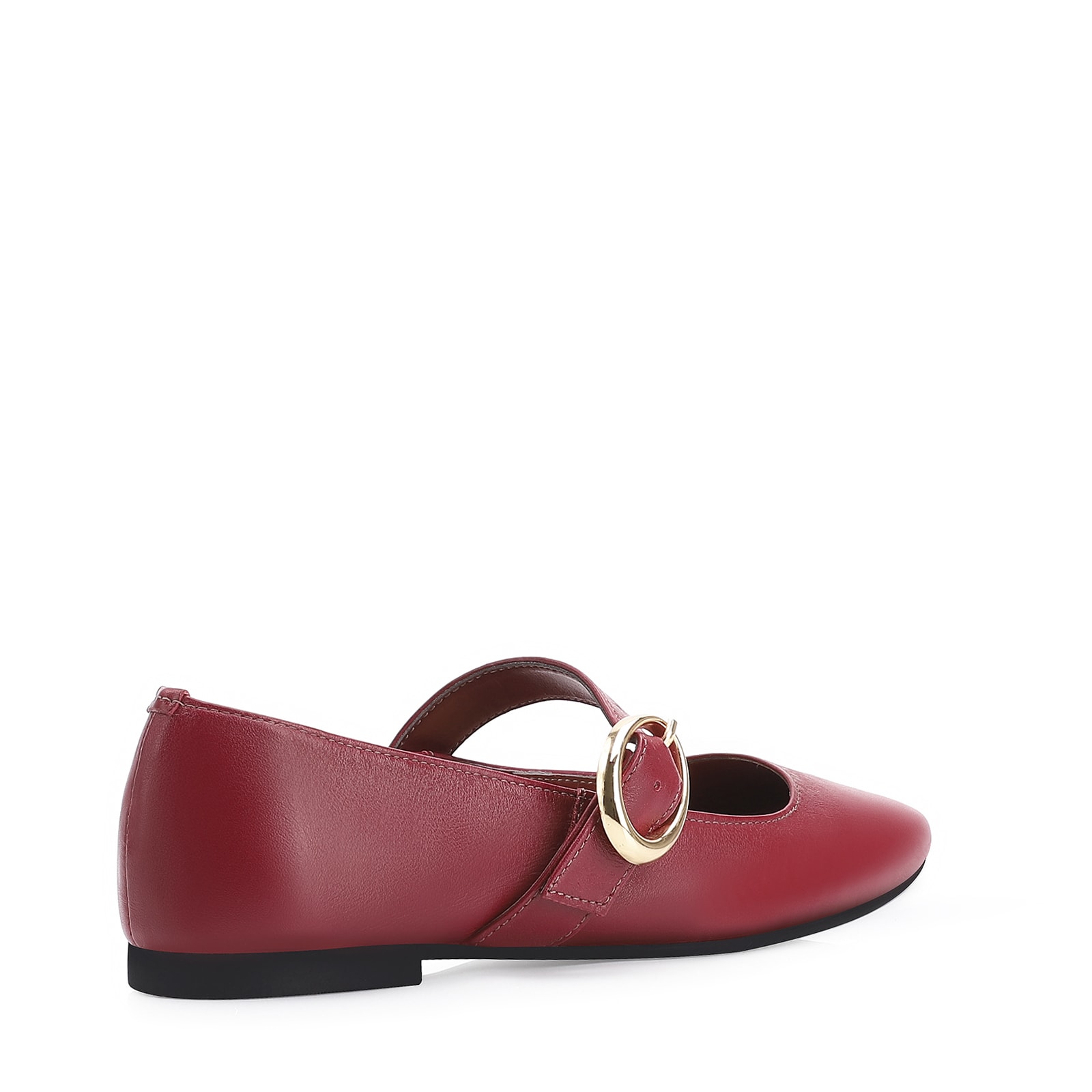 Sapatilha Fivela Couro Vermelho Cereja