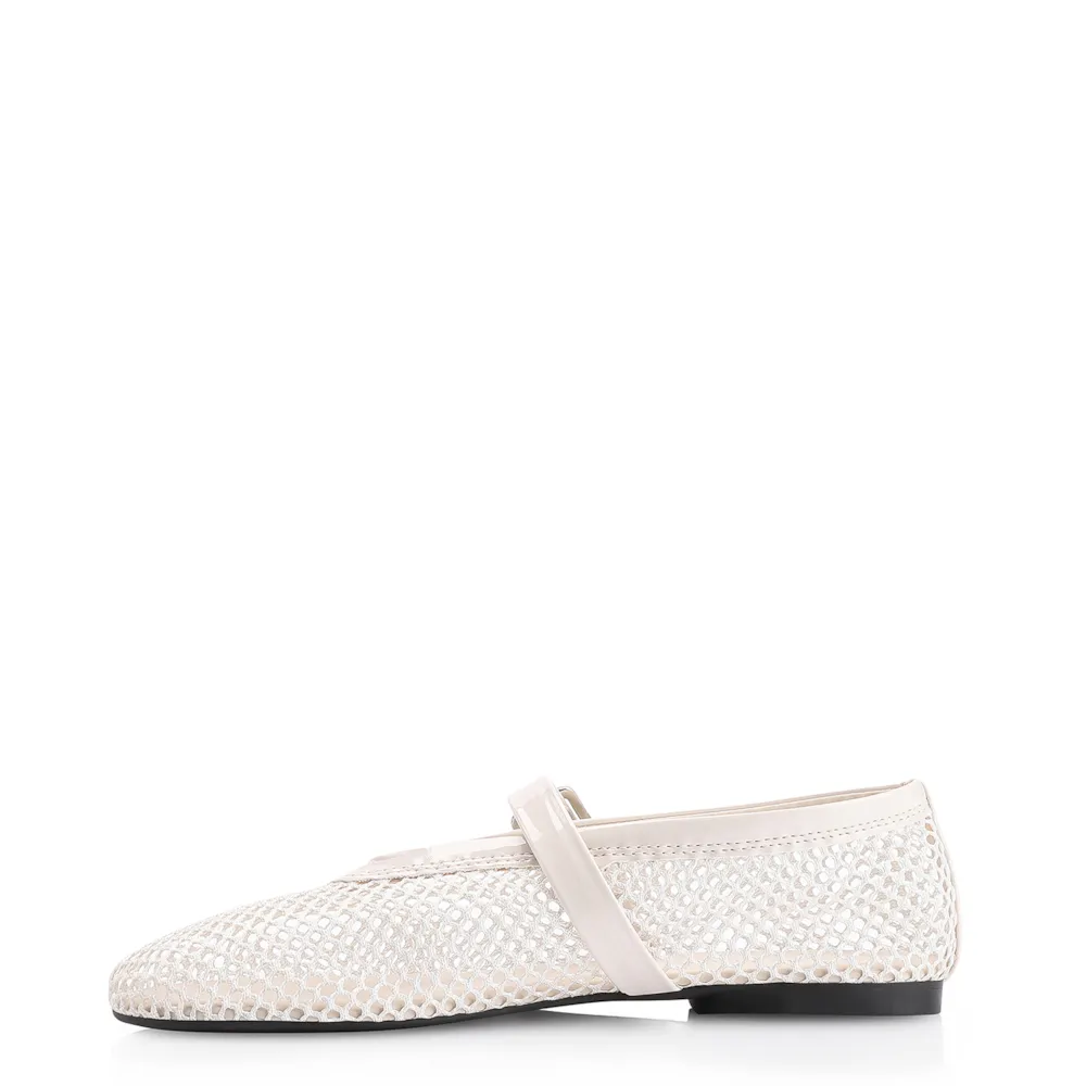 Sapatilha Fivela Tela/Verniz Off White - imagem 4
