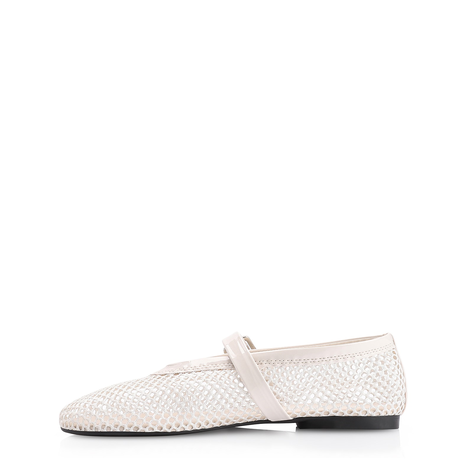 Sapatilha Fivela Tela/Verniz Off White