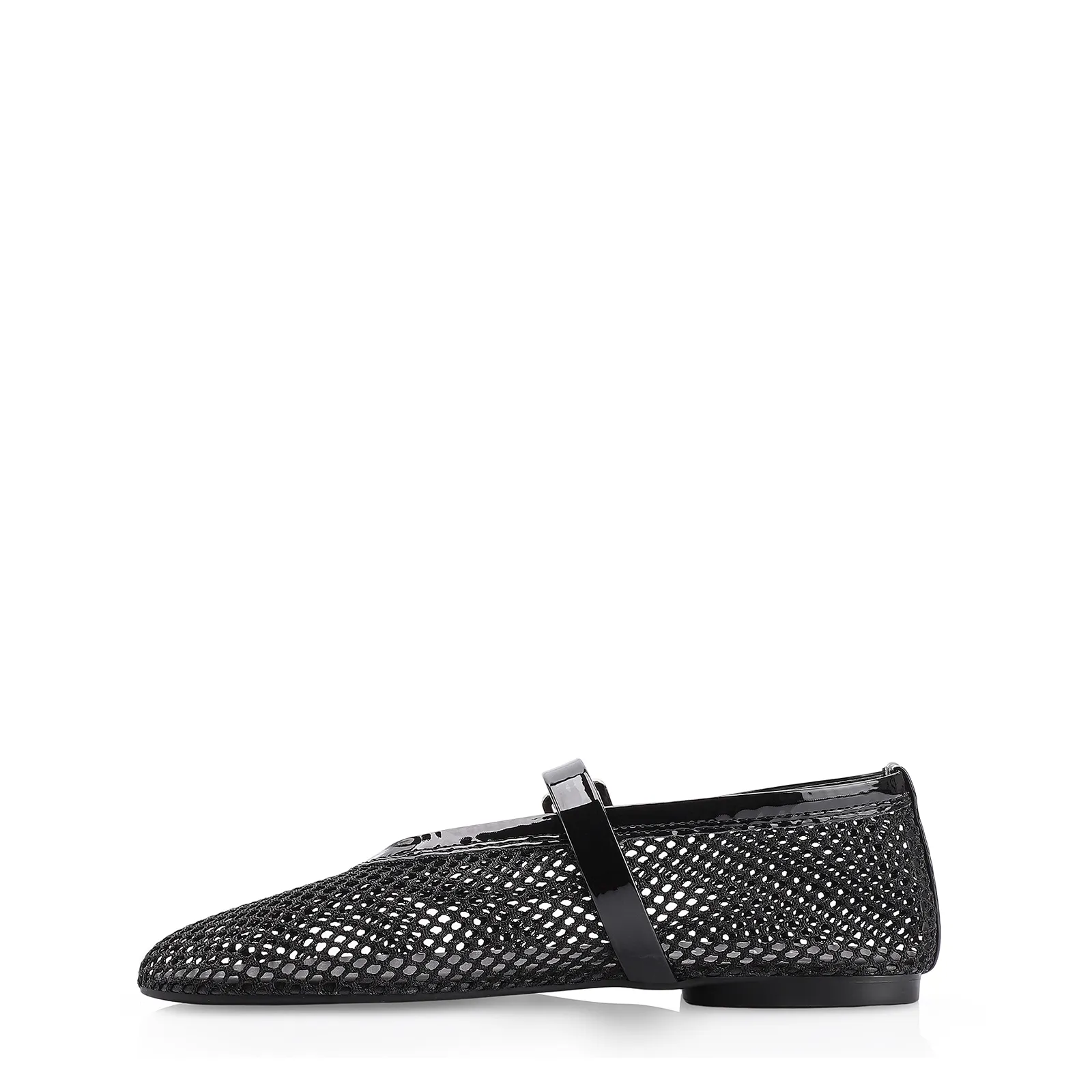 Sapatilha Fivela Tela/Verniz Preto