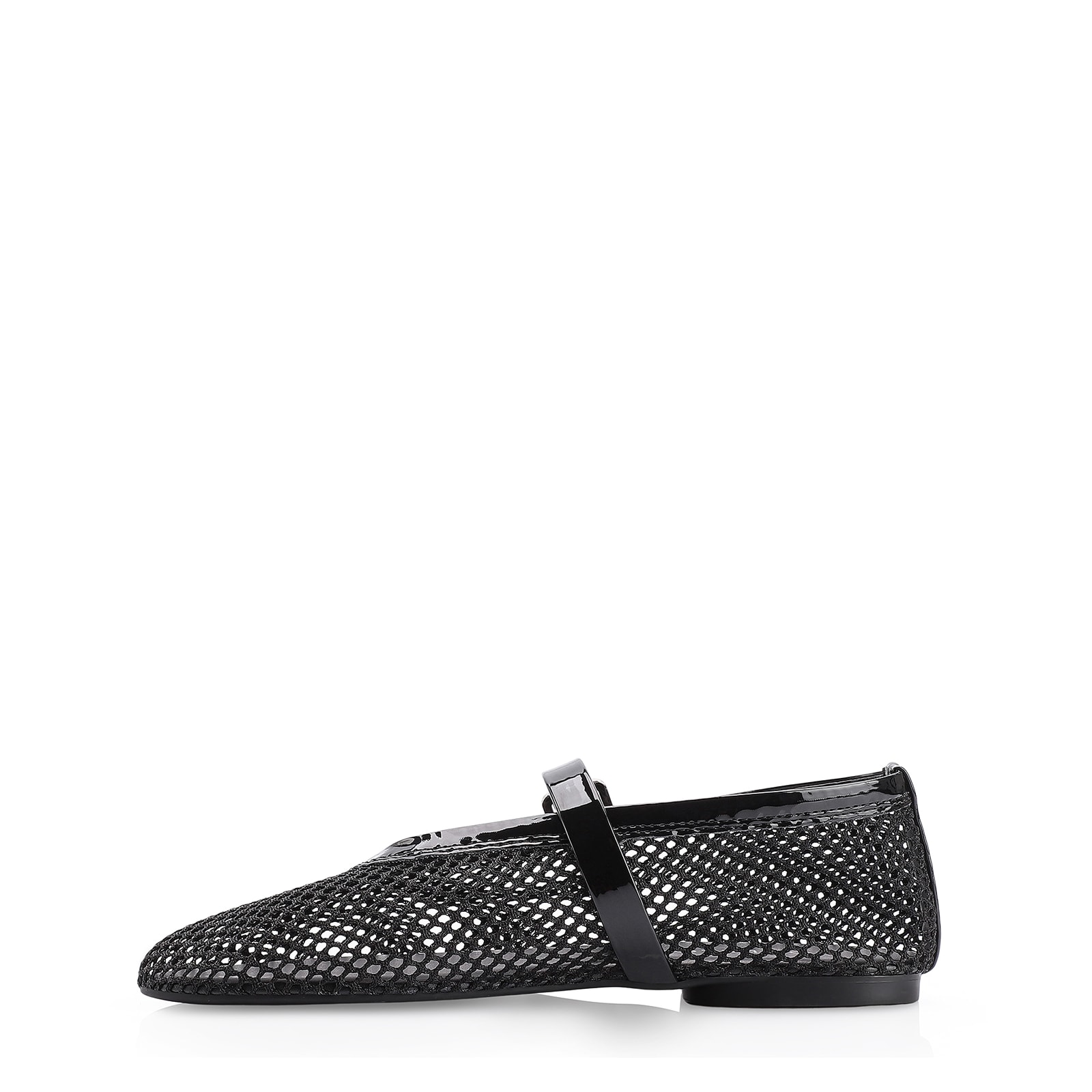 Sapatilha Fivela Tela/Verniz Preto