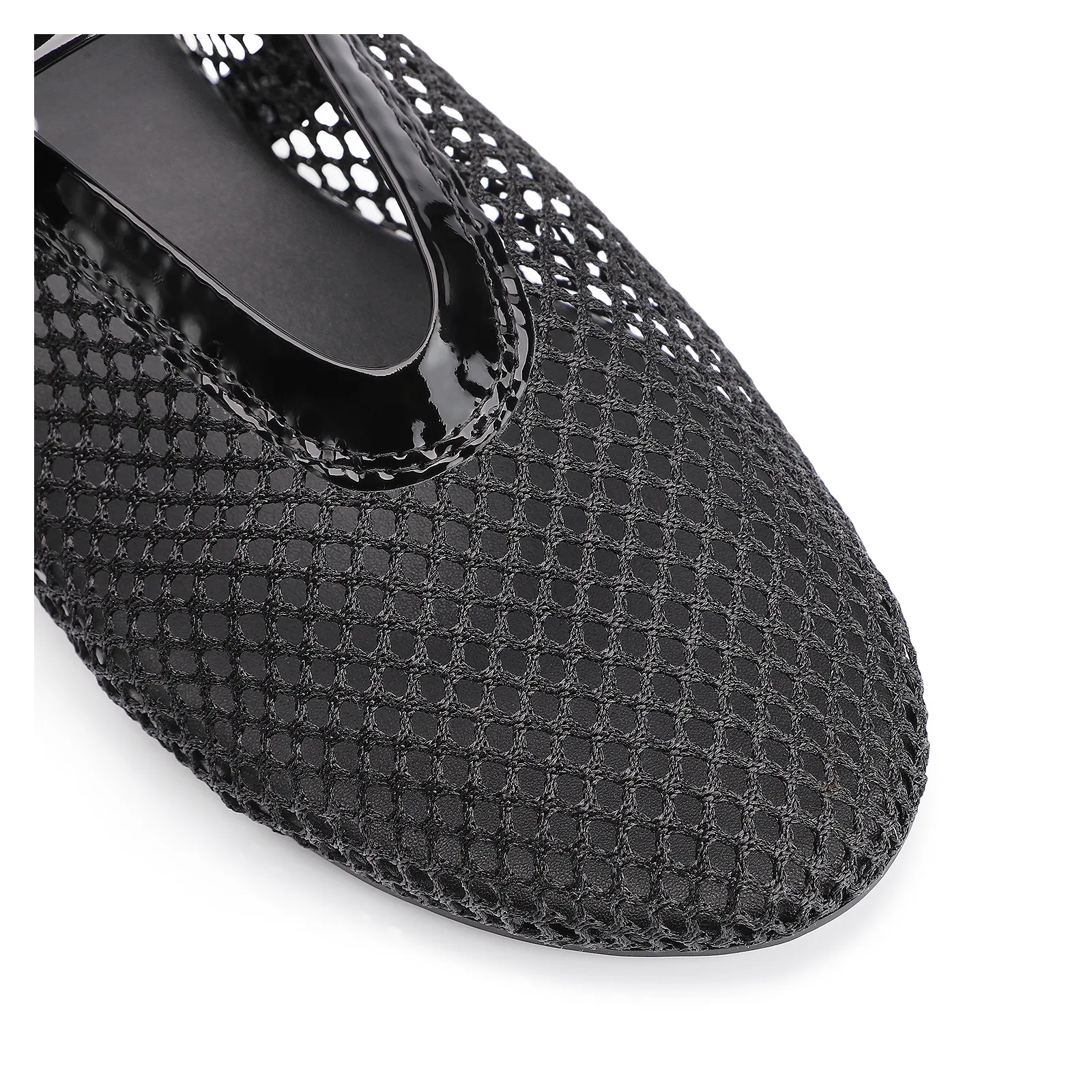 Sapatilha Fivela Tela/Verniz Preto