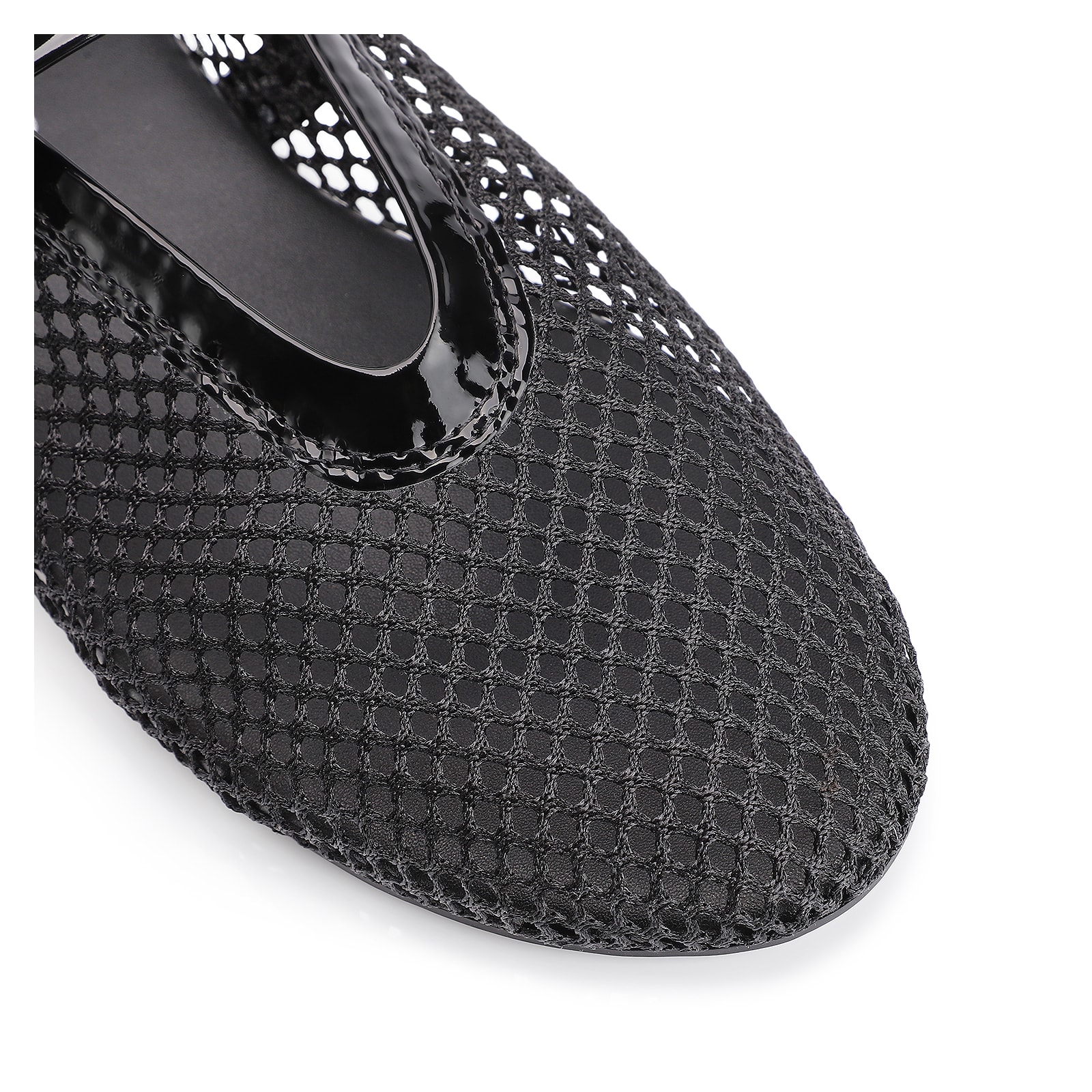 Sapatilha Fivela Tela/Verniz Preto