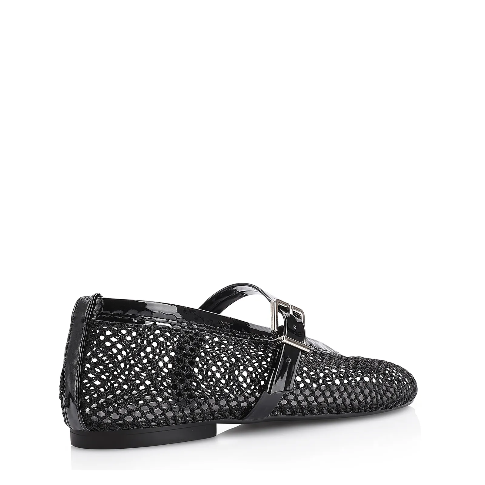 Sapatilha Fivela Tela/Verniz Preto