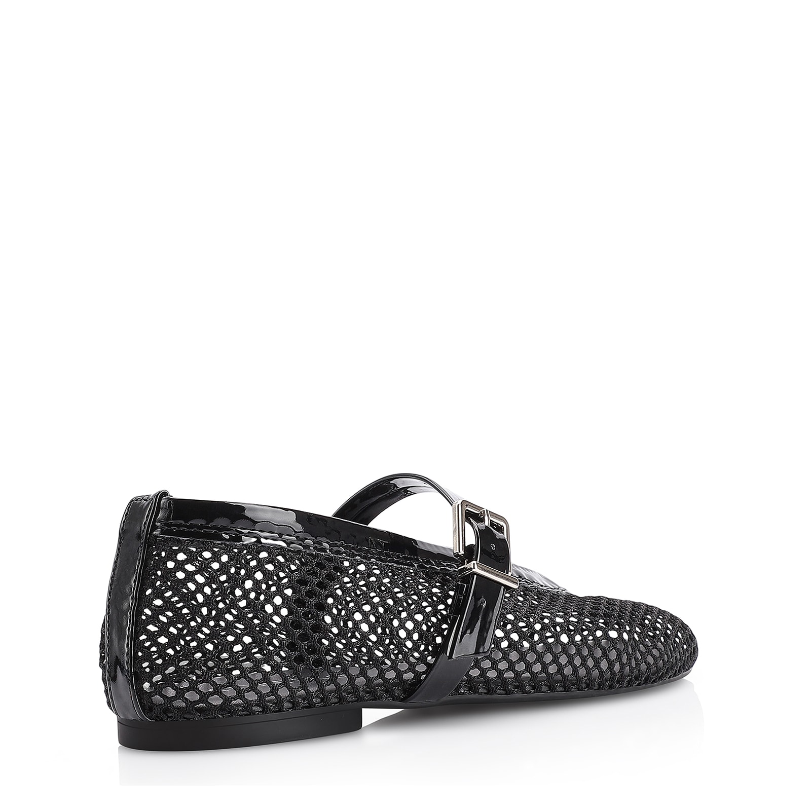 Sapatilha Fivela Tela/Verniz Preto