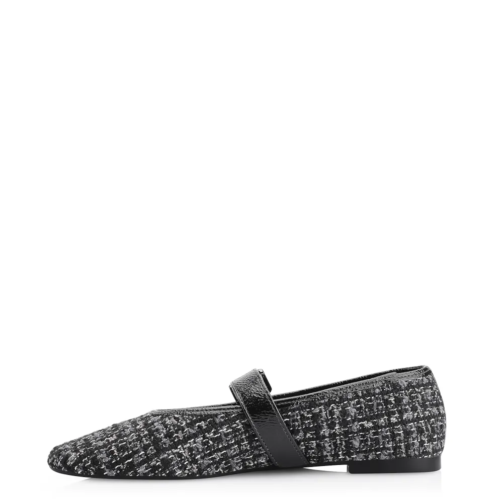 Sapatilha Fivela Tweed Preto/Verniz Preto - imagem 4