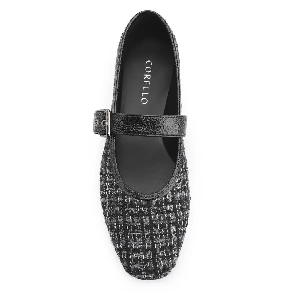 Sapatilha Fivela Tweed Preto/Verniz Preto - imagem 5