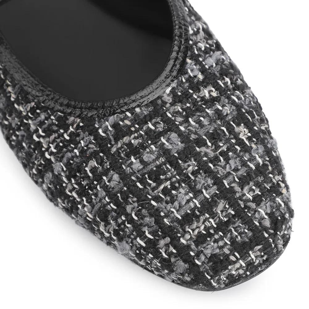 Sapatilha Fivela Tweed Preto/Verniz Preto - imagem 6