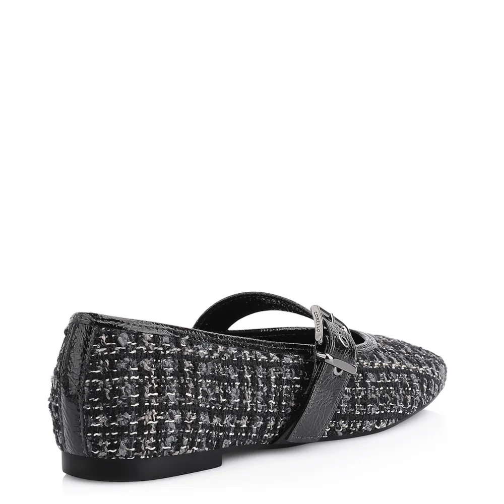 Sapatilha Fivela Tweed Preto/Verniz Preto - imagem 3