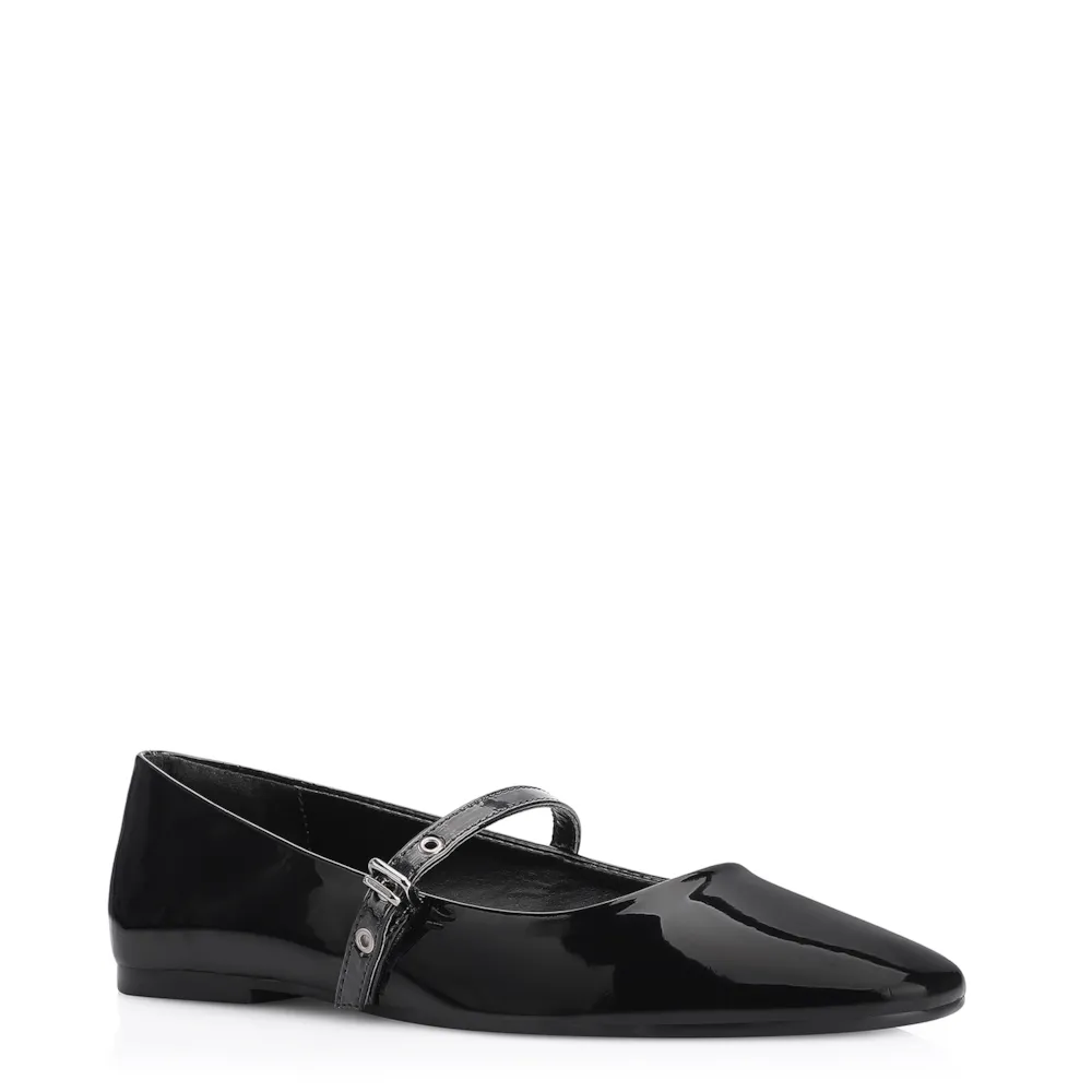 Sapatilha Fivela Verniz Preto